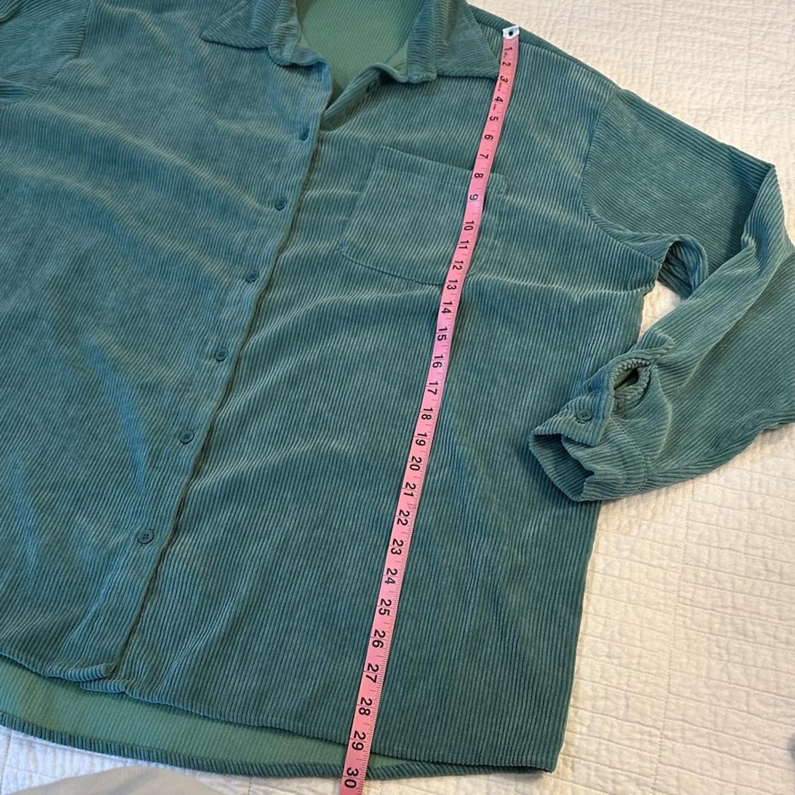 Other Audrey 3+1 M/L Oversized Corduroy Button Down Shirt Teal EUC Size L / US 10 / IT 46 - 5 Thumbnail