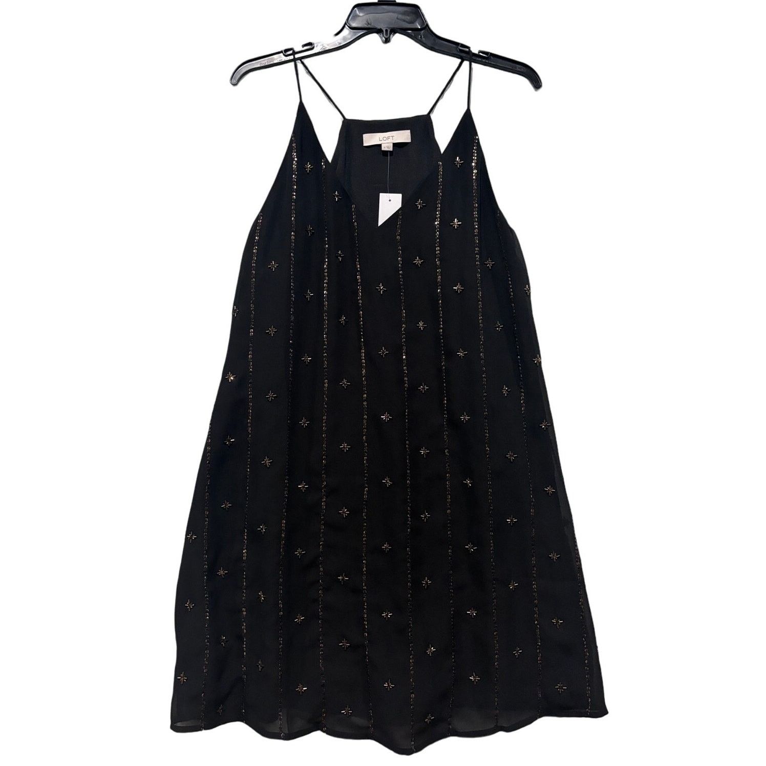 Loft LOFT Black Beaded Sequin Embellished Black Slip Dress M Size M / US 6-8 / IT 42-44 - 1 Thumbnail