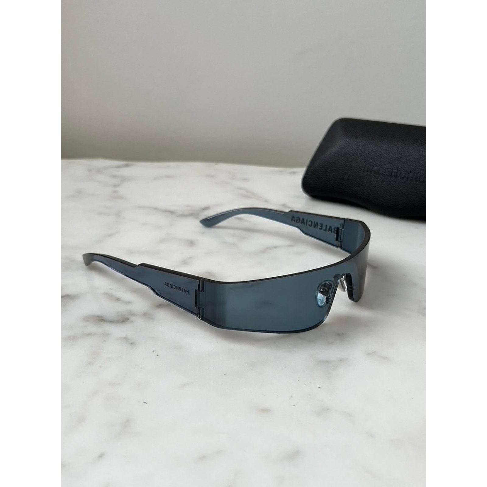 Balenciaga NEW Balenciaga BB0041S Blue Mirror Shield Sunglasses $575 Size ONE SIZE - 3 Thumbnail