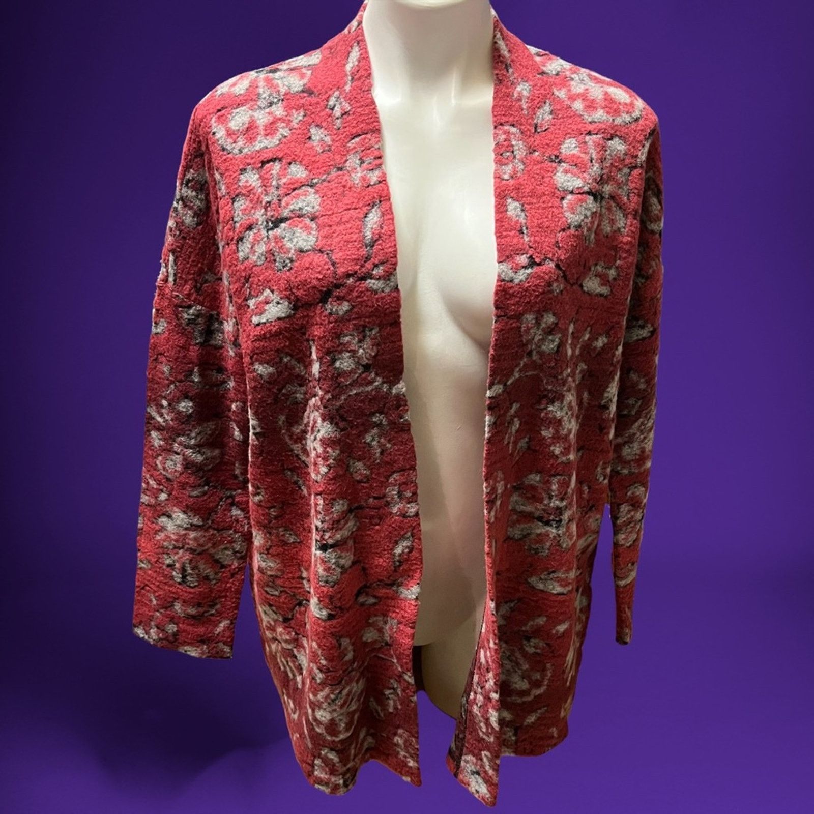 Other Vintage Grandma’s Rug Open Front Cardigan Grannycore Cottage Size L / US 10 / IT 46 - 1 Thumbnail