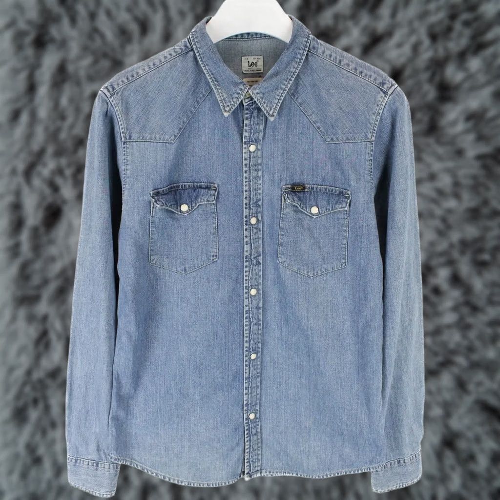 Lee Lee Western Shirt Men's MEDIUM Faded Blue Snap Buttons Shirt Size US M / EU 48-50 / 2 - 1 Thumbnail