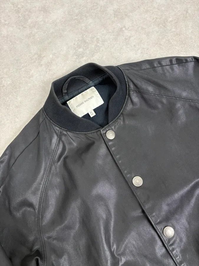 Balmain FW2012 Pierre Balmain Buttoned Waxed Black Bomber Jacket Size US M / EU 48-50 / 2 - 5 Thumbnail