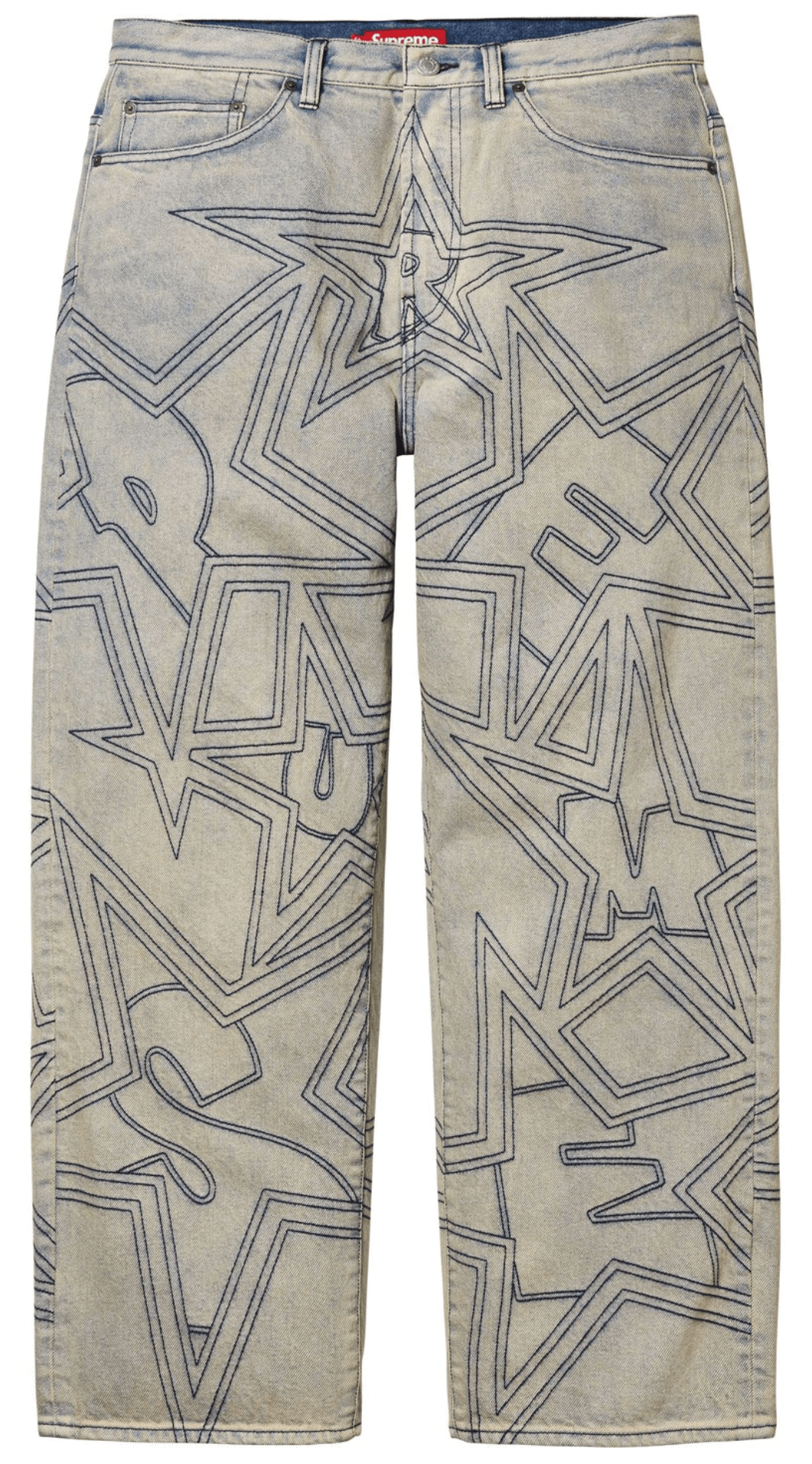 Supreme Supreme Stars Topstitch Baggy Jean Dirty (Size 34