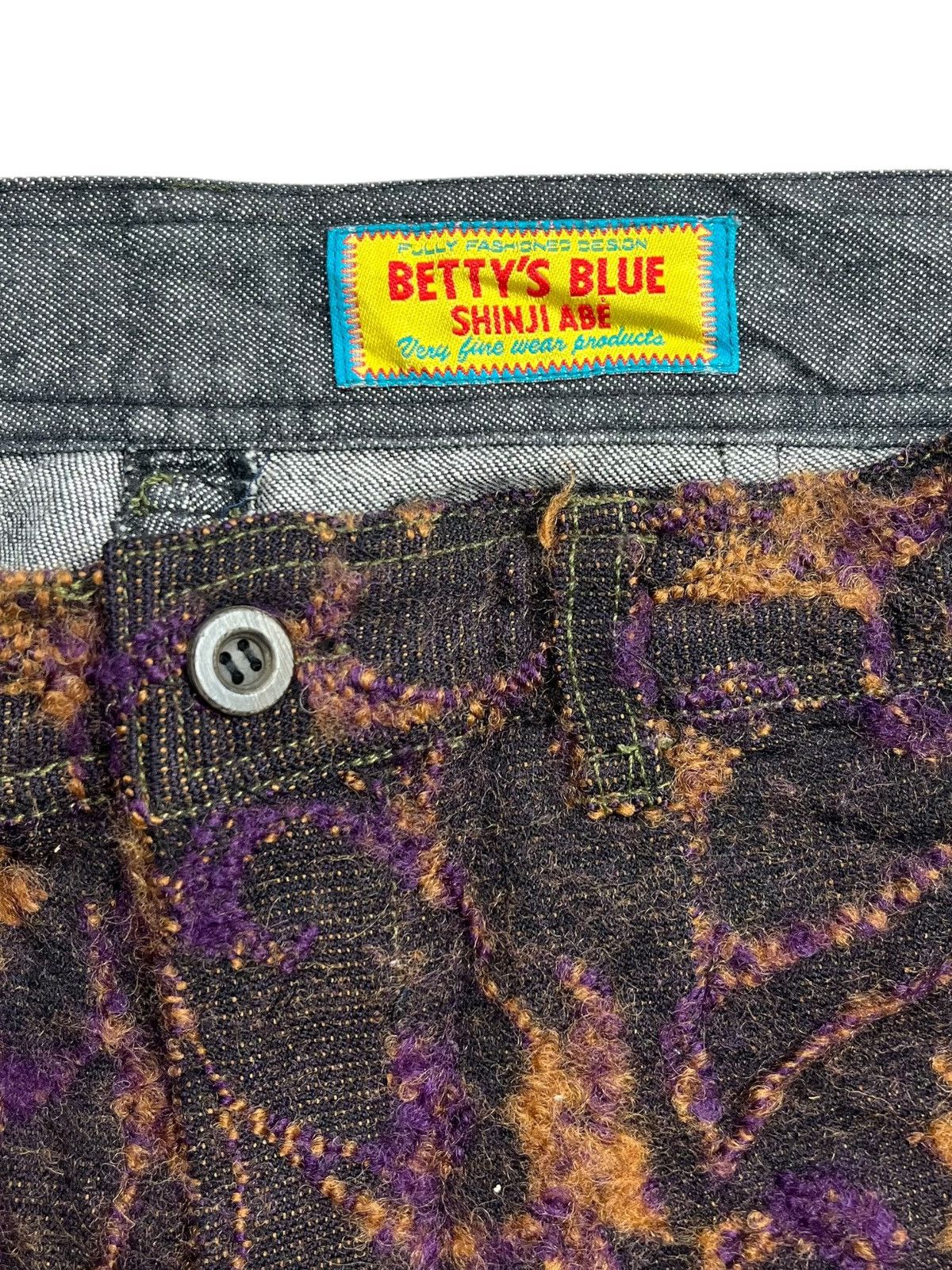 Angel Blue × If Six Was Nine × Le Grande Bleu (L.G.B.) 2000s Bettys Blue - Hybrid Wool & Denim Flower Pants Size US 29 - 9 Thumbnail