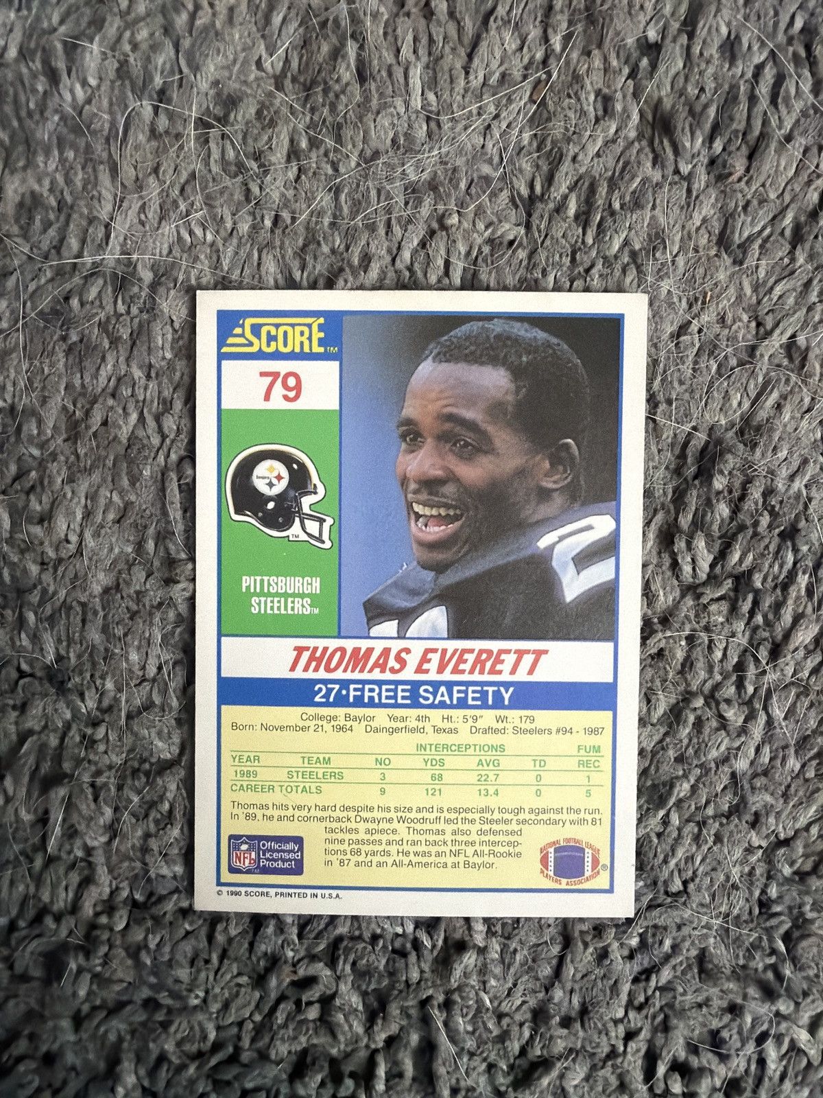 NFL 1990 Score #79 Thomas Everett Card Size ONE SIZE - 2 Thumbnail