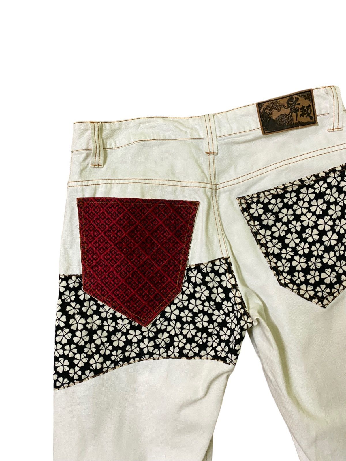 Japanese Brand Vintage Japanese Tradition Motive Patchwork Denim Jeans Size US 32 / EU 48 - 10 Thumbnail