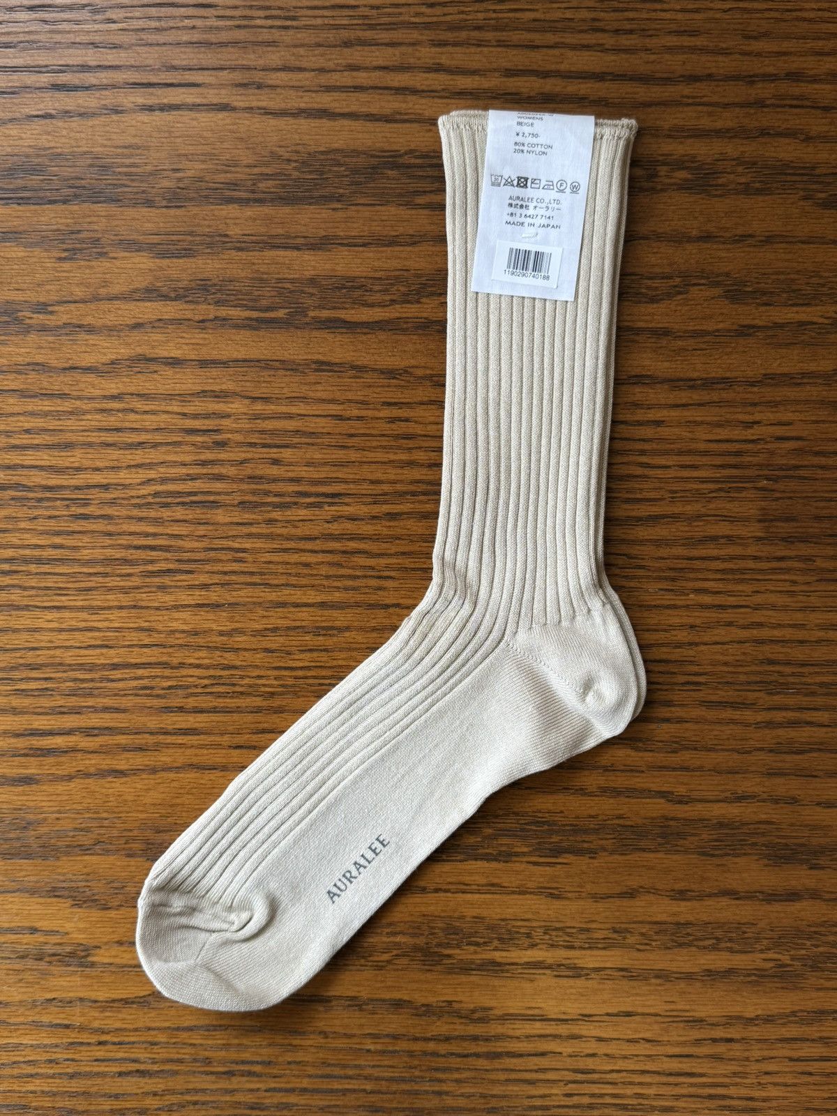 Auralee Auralee Women’s Beige Socks (high gauge) Size ONE SIZE - 2 Thumbnail