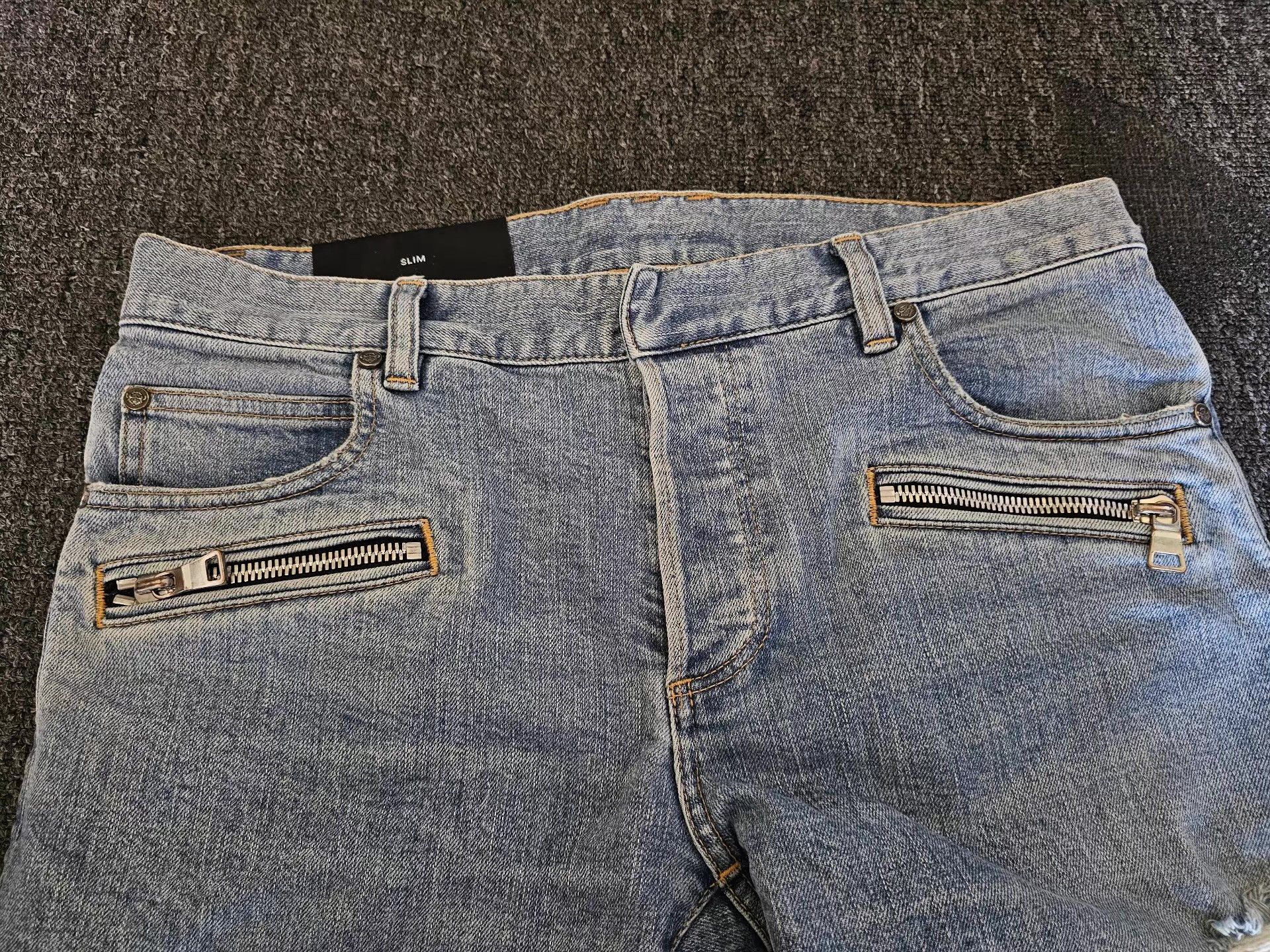 Balmain Balmain Men's Distressed Biker Jeans Size US 34 / EU 50 - 4 Thumbnail