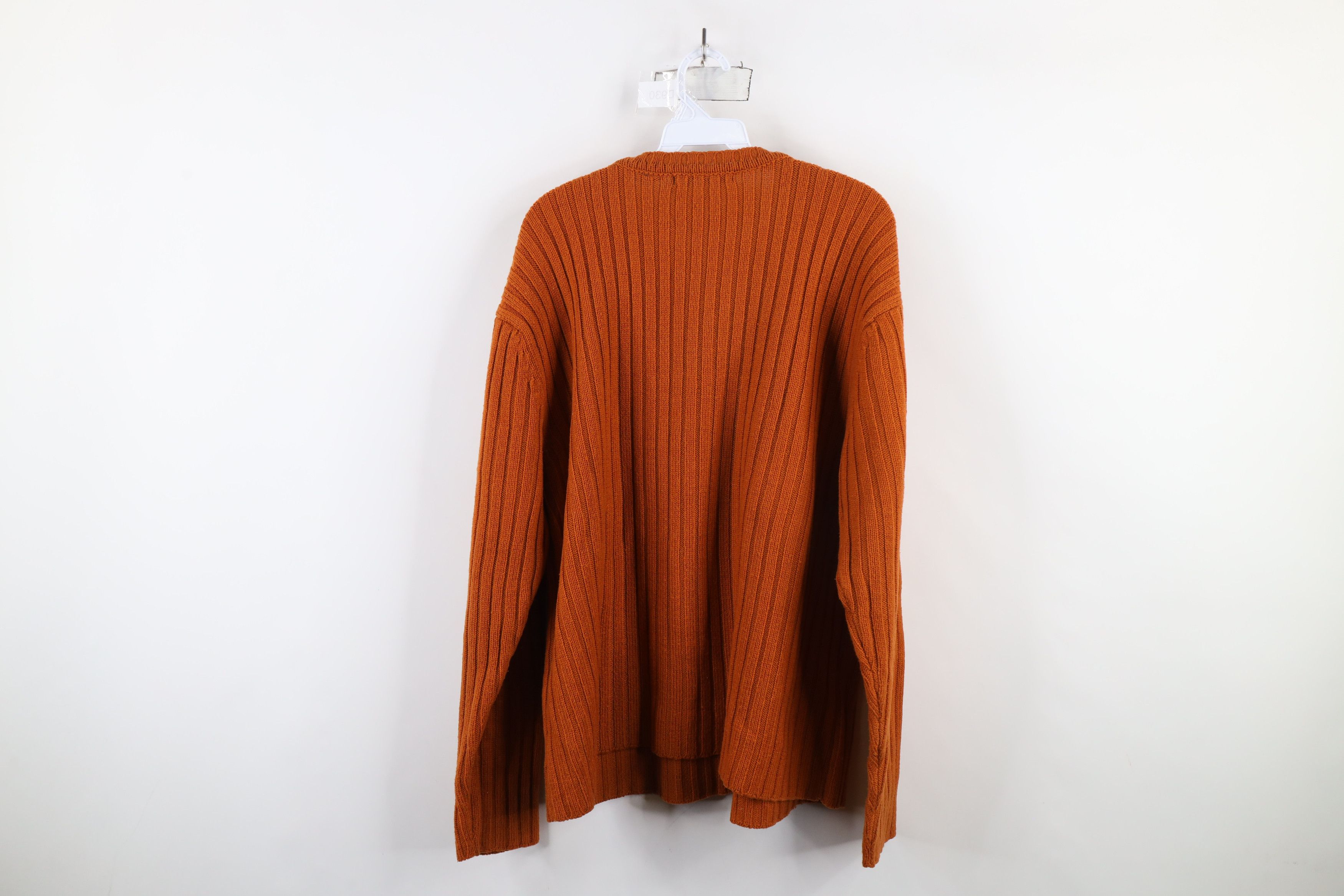 Vintage Vintage 90s Streetwear Ribbed Knit Crewneck Sweater Orange Size US L / EU 52-54 / 3 - 6 Thumbnail