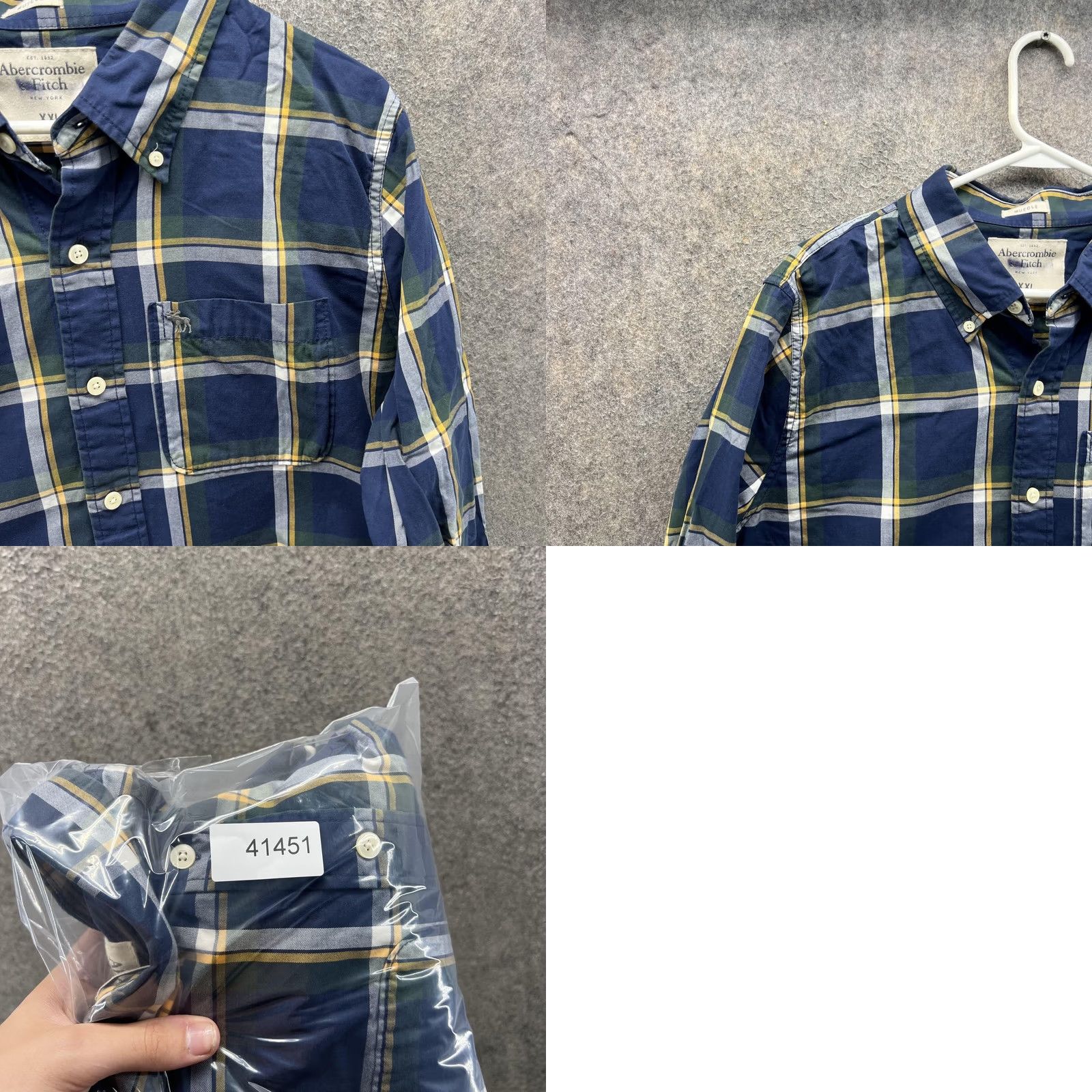 Abercrombie & Fitch Abercrombie & Fitch Shirt Mens 2XL Blue Plaid Long Sleeve Button Front Slim Size US XXL / EU 58 / 5 - 8 Thumbnail