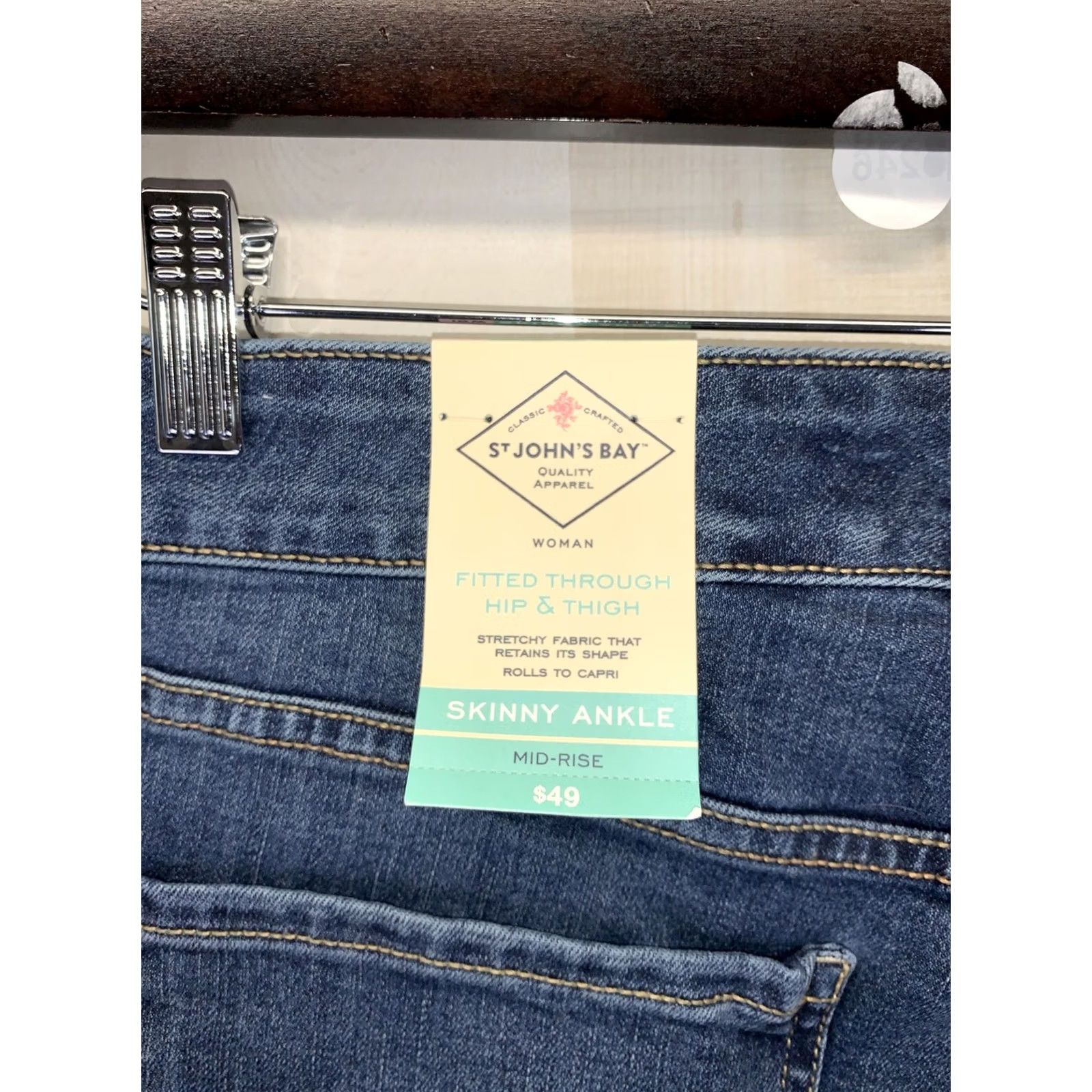 Vintage St. John's Bay Jeans Womens 16W Skinny Ankle Mid Rise Stretch Denim Blue 16w-NWT-10246 Size 38" / US 16 / IT 52 - 6 Thumbnail