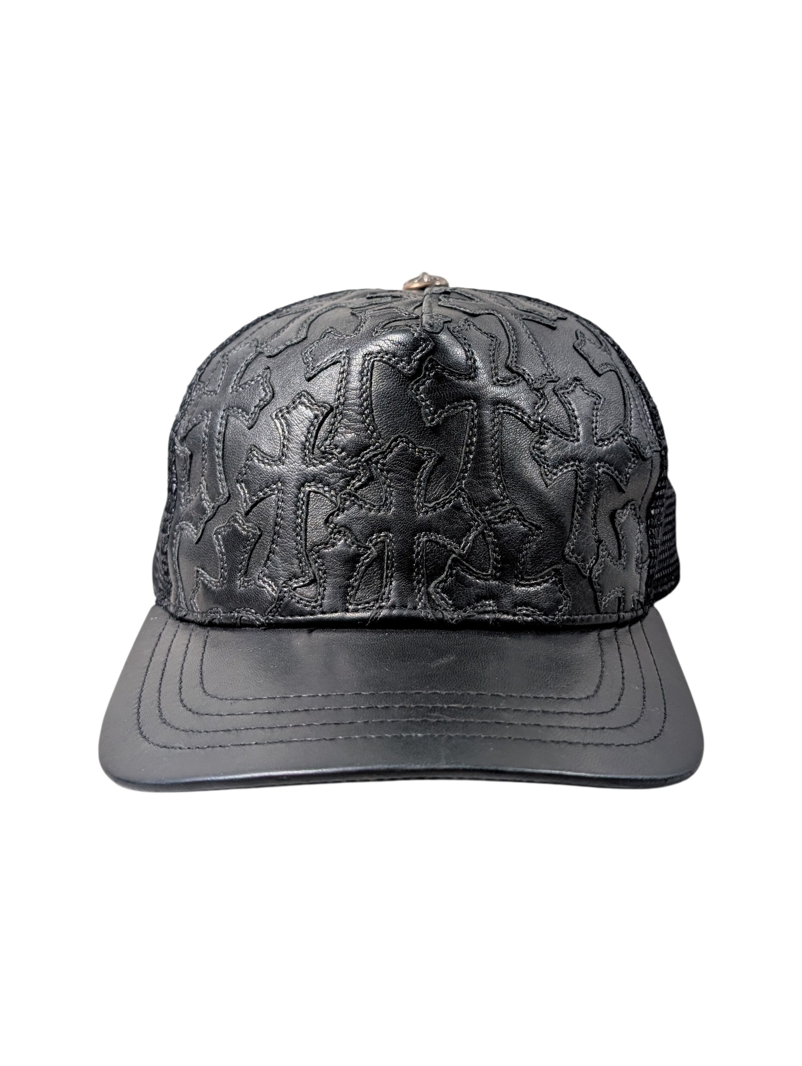 Chrome Hearts Chrome Hearts Leather Cemetery Cross Trucker Hat Black Size ONE SIZE - 1 Thumbnail