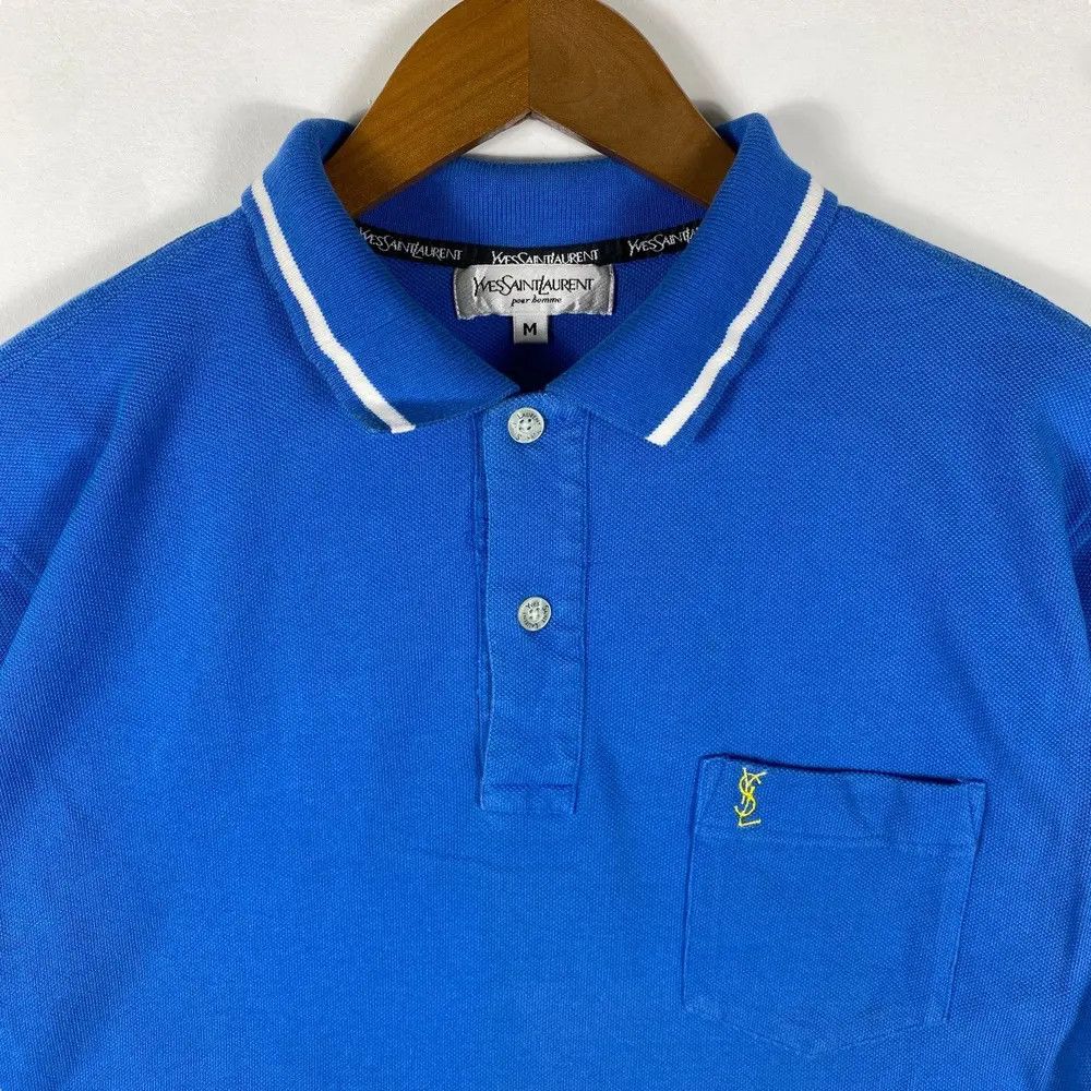 Vintage Vintage 90's YVES SAINT LAURENT Small Logo Pocket Polo Shirt Size US M / EU 48-50 / 2 - 2 Thumbnail