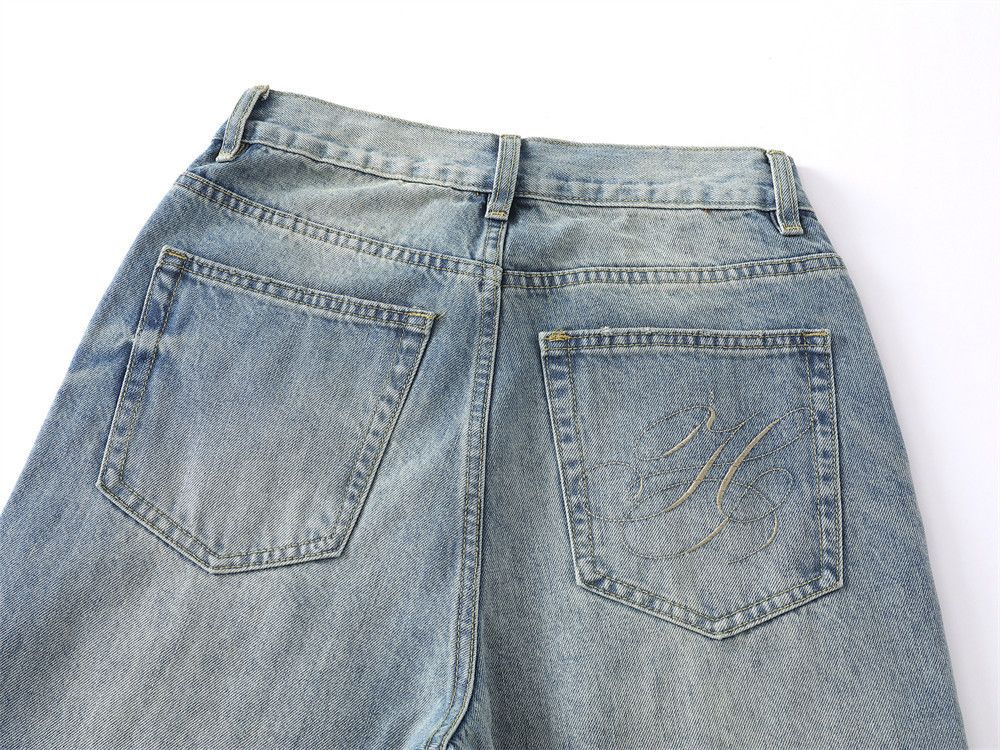 Jean Retro Punk-Vibe Men's Washed Denim Jeans Size US 32 / EU 48 - 5 Thumbnail