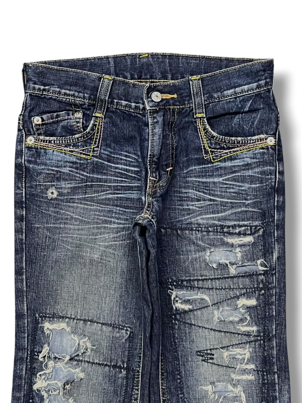 Edwin Flared Vintage Edwin - Faded Wash, Low Rise,Distressed Denim Size 27" / US 4 / IT 40 - 4 Thumbnail
