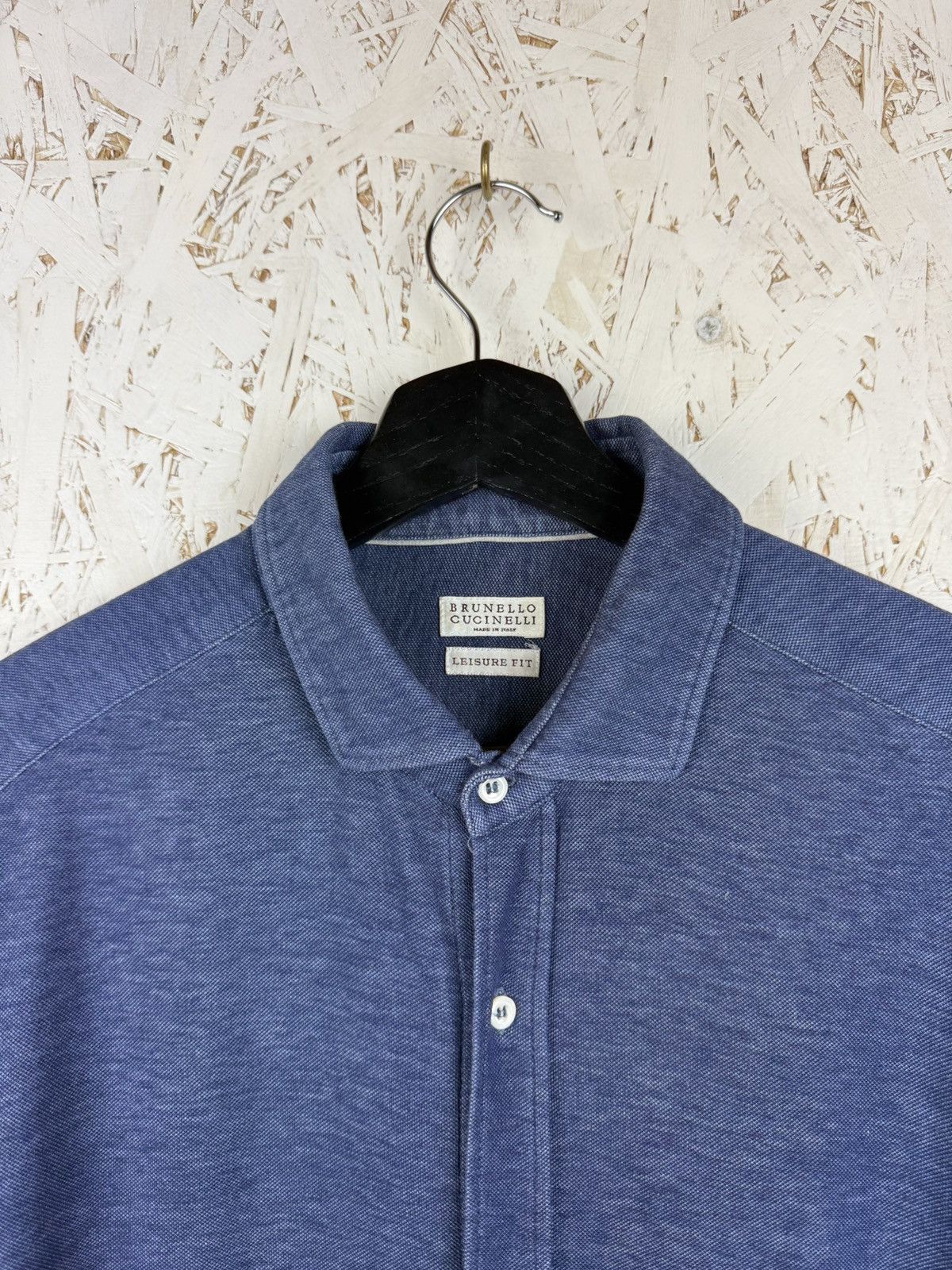 Brunello Cucinelli Brunello Cucinelli Blue Leisure Fit Cotton Long Sleeve Shirt Size US L / EU 52-54 / 3 - 2 Thumbnail