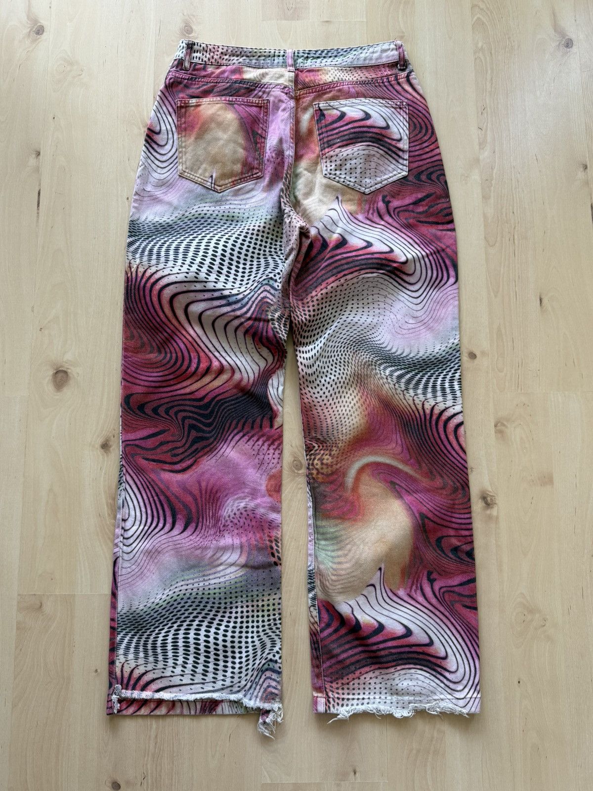 Jaded London Jaded London Slouchy Fit Pink Swirl Psychedelic jeans unisex Size US 32 / EU 48 - 2 Thumbnail