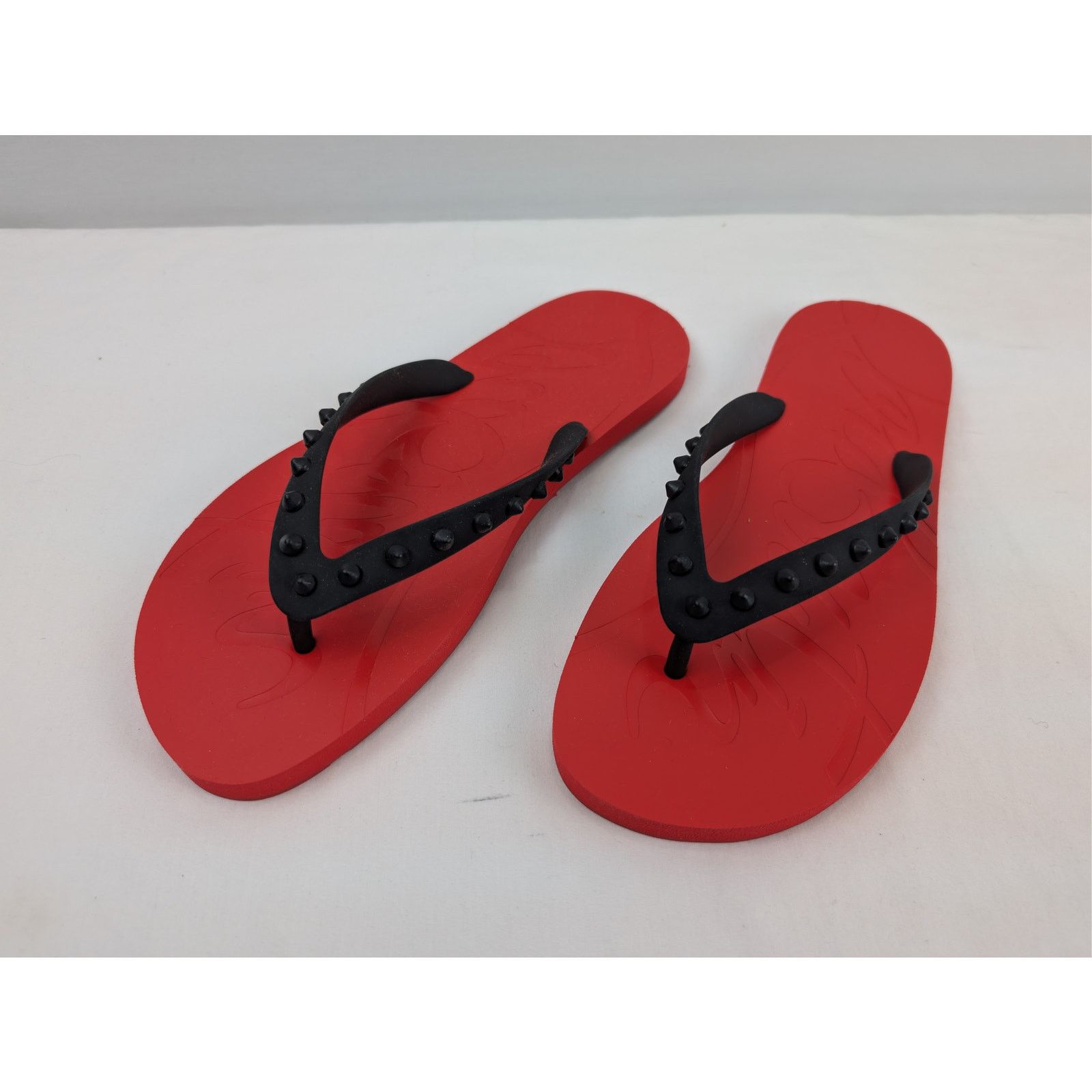 Christian Louboutin o1rshd1 Loubi Flip Donna Flat Slipper in Black/Loubi Size US 12 / IT 42 - 8 Thumbnail