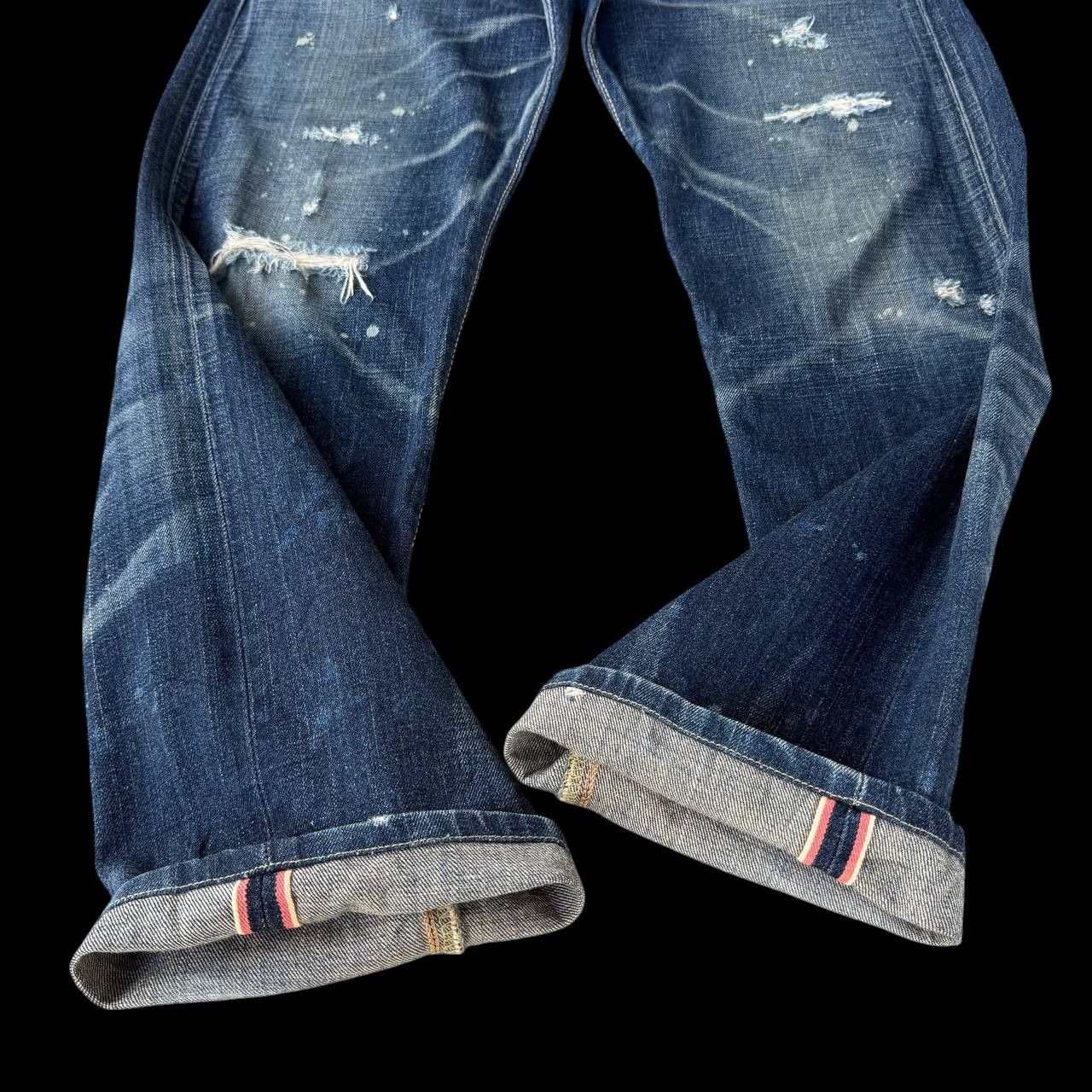 Edwin VINTAGE EDWIN 505ZX BUCKLE BACK REDLINE DISTRESSED HONEYCOMB Size US 30 / EU 46 - 11 Thumbnail