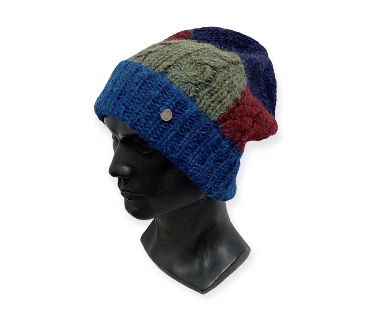 image of Milsa Patwork Knit Beanie Hat in Blue, Men's
