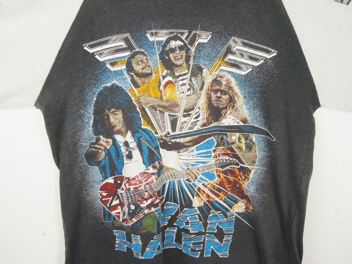 Vintage Vintage 80s Van Halen Raglan Grey White Quarter Sleeve Shirt Size US M / EU 48-50 / 2 - 2 Thumbnail