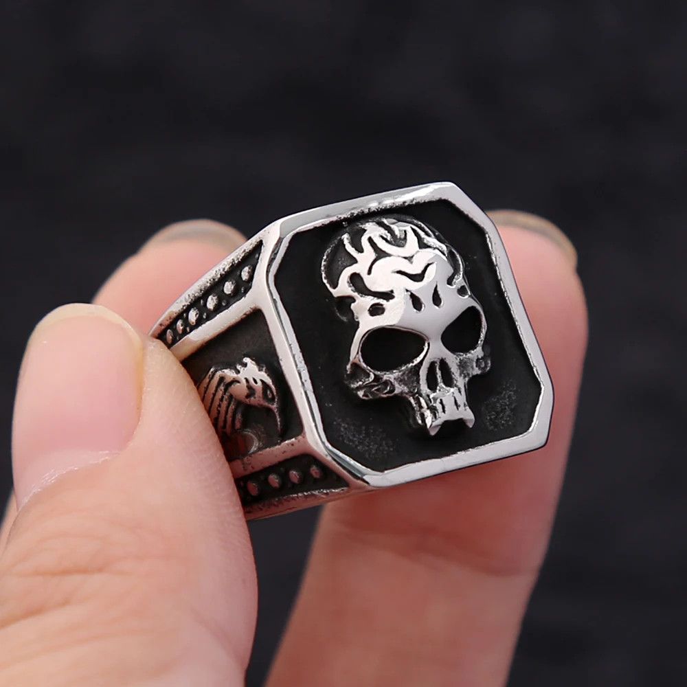 Japanese Brand × Jewelry × Vintage Skull Head Punk Style Fashion Ring Size ONE SIZE - 5 Thumbnail