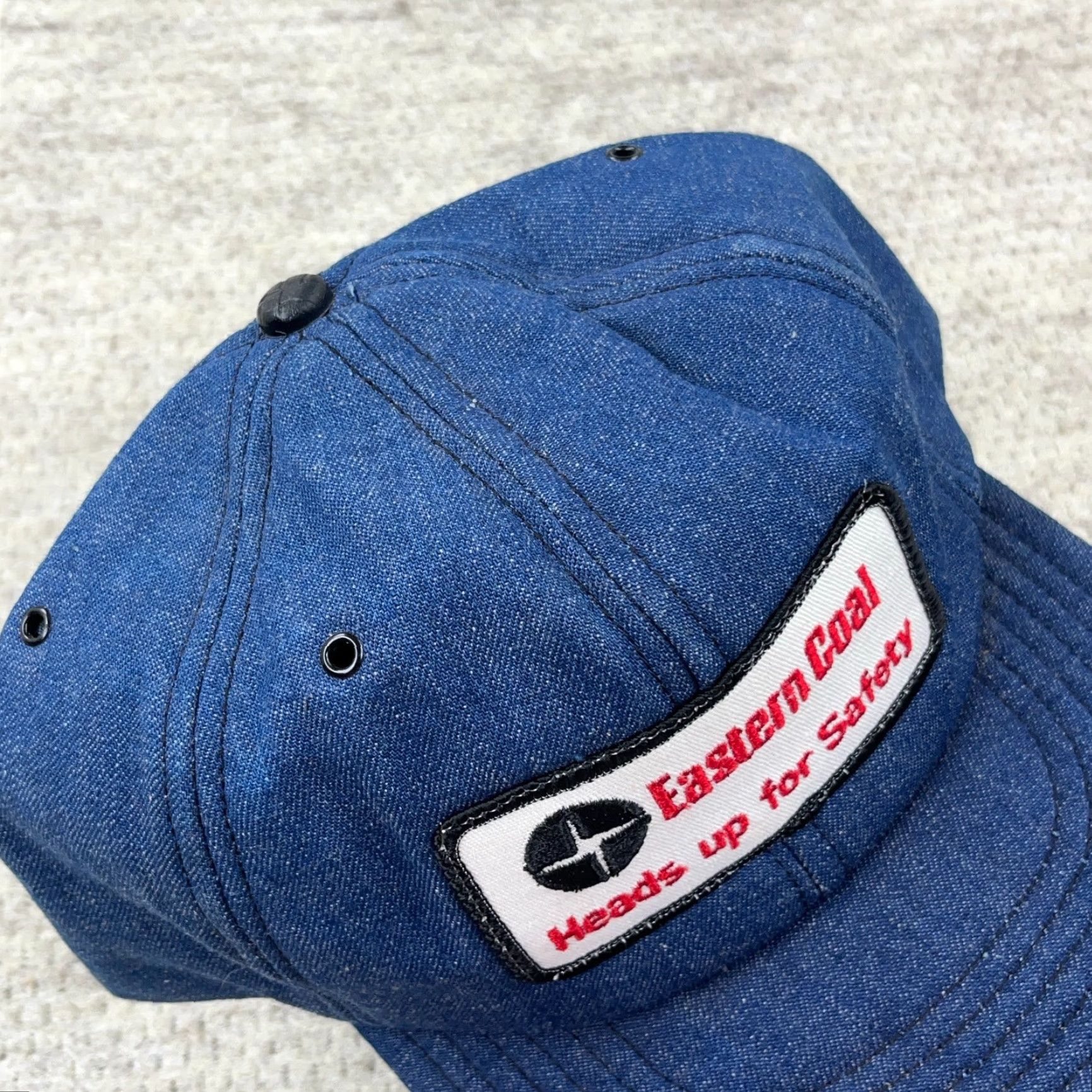 Vintage VINTAGE Eastern Coal Trucker Hat Cap Denim Made In USA 80s Mining Co Patch WV Mens One Size Blue Cotton Nylon Denim Adjustable Snapback Size ONE SIZE - 3 Thumbnail