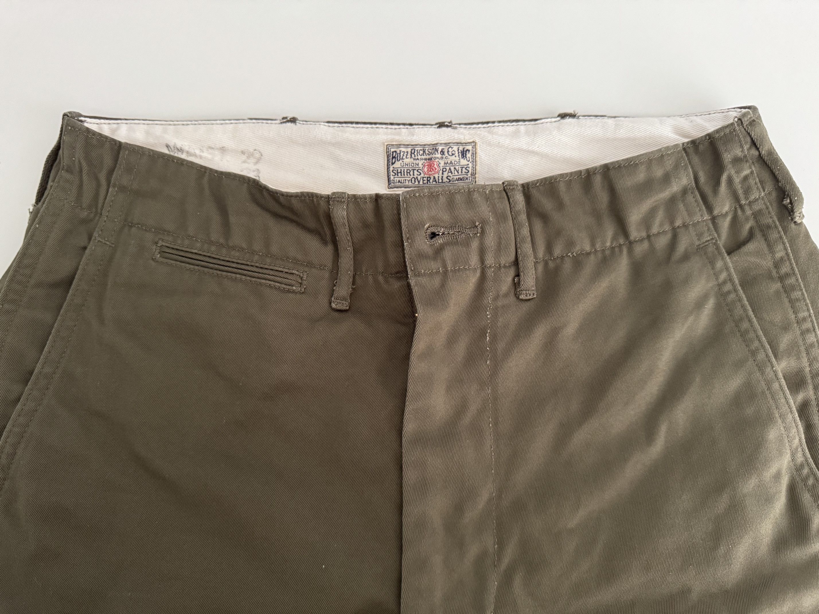 Buzz Rickson's BUZZ RICKSON'S BR40025 Original Spec. Chino Olive 29 x 29.5 Size US 29 - 1 Thumbnail