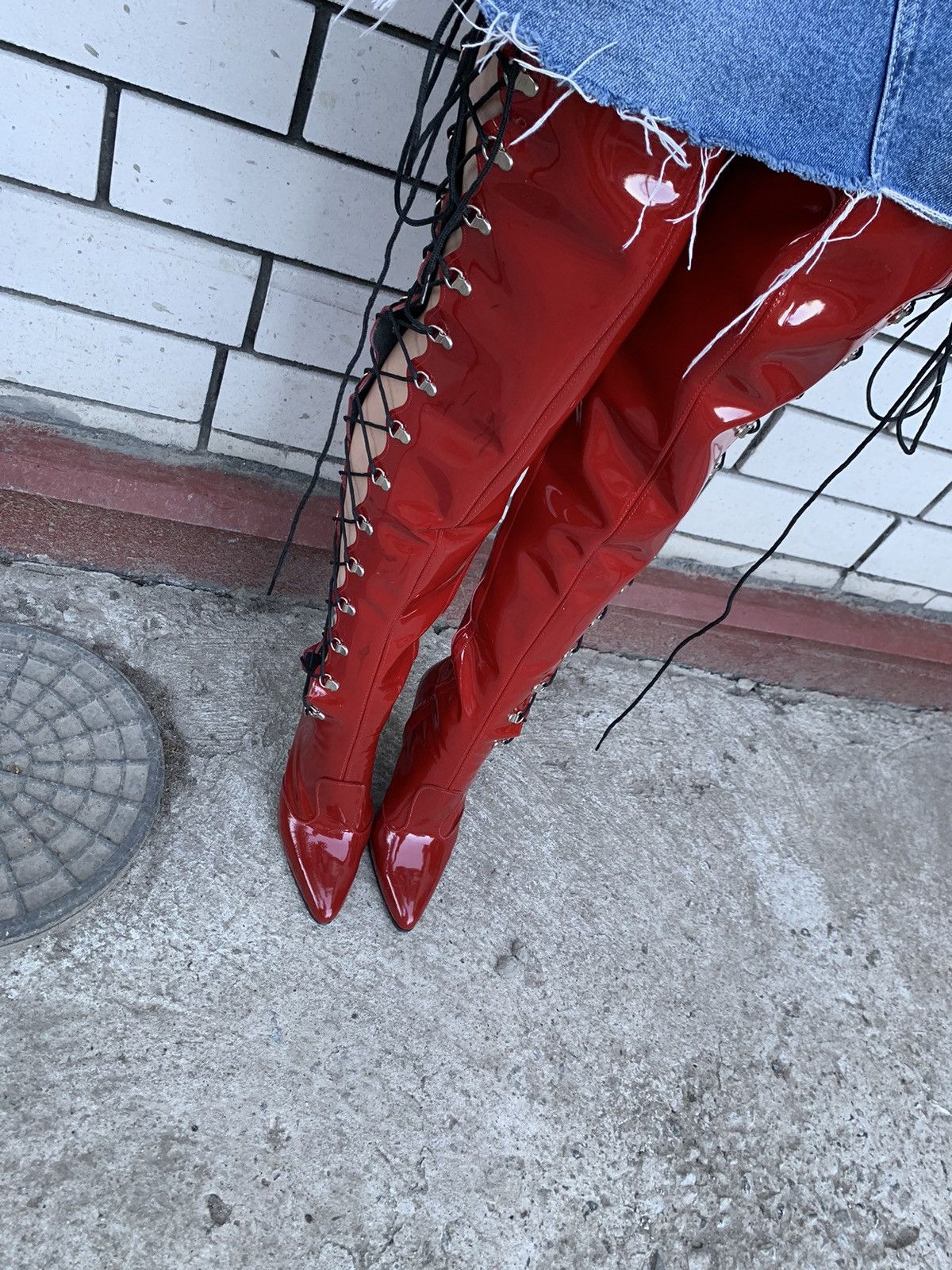 Japanese Brand Women's Biker Cowboy Boots Gothic High Heel Motorcycle style Size US 7 / IT 37 - 21 Thumbnail