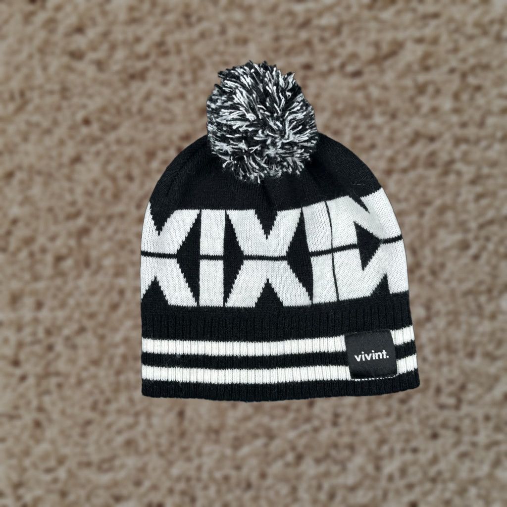 Vintage Vivint Beanie Toque Adult One Size Black White Striped Knit Acrylic Security Pom Size ONE SIZE - 1 Thumbnail