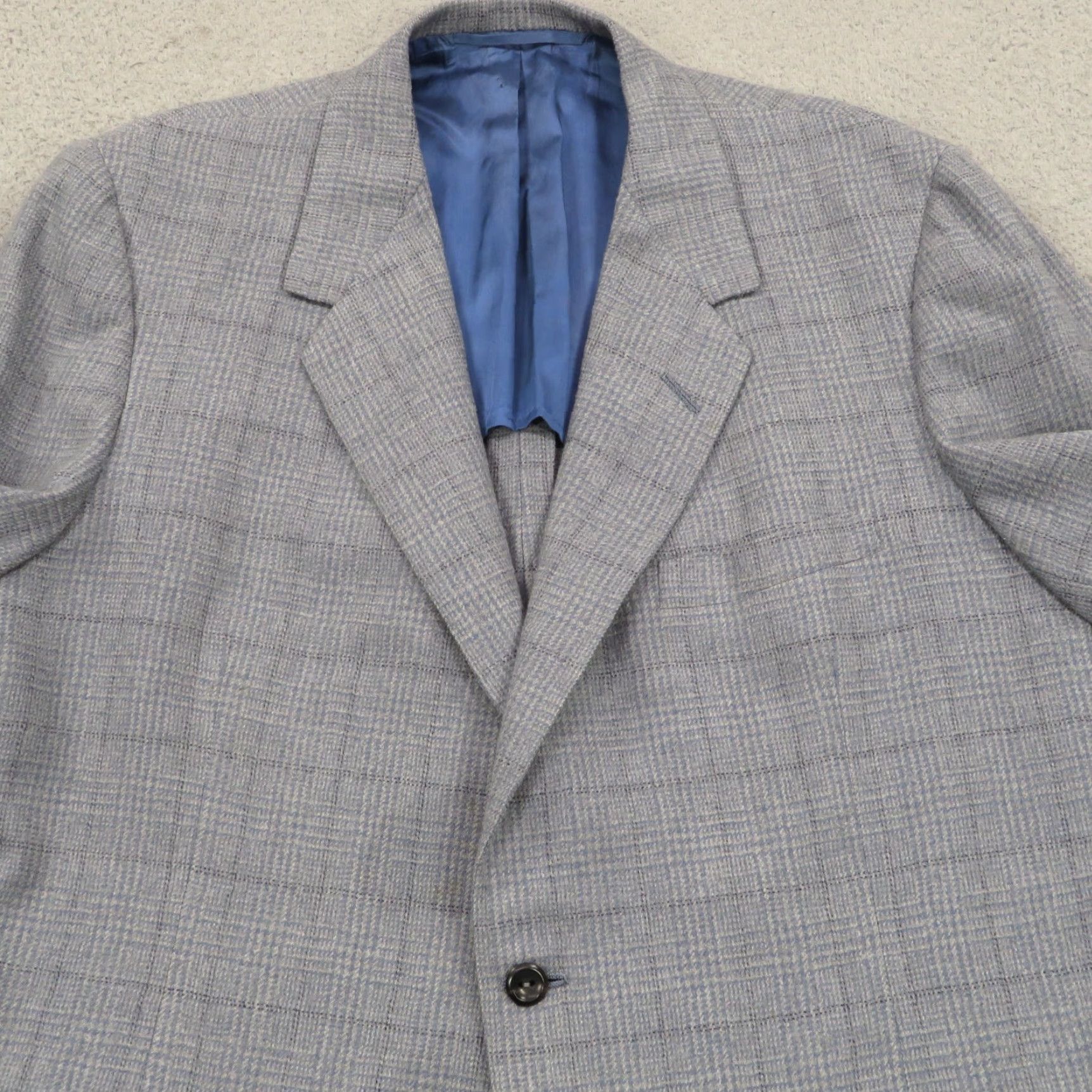 Vintage Oxxford Clothes Blazer Sport Coat Jacket Mens 44L Wool Windowpane Size 44R - 3 Thumbnail