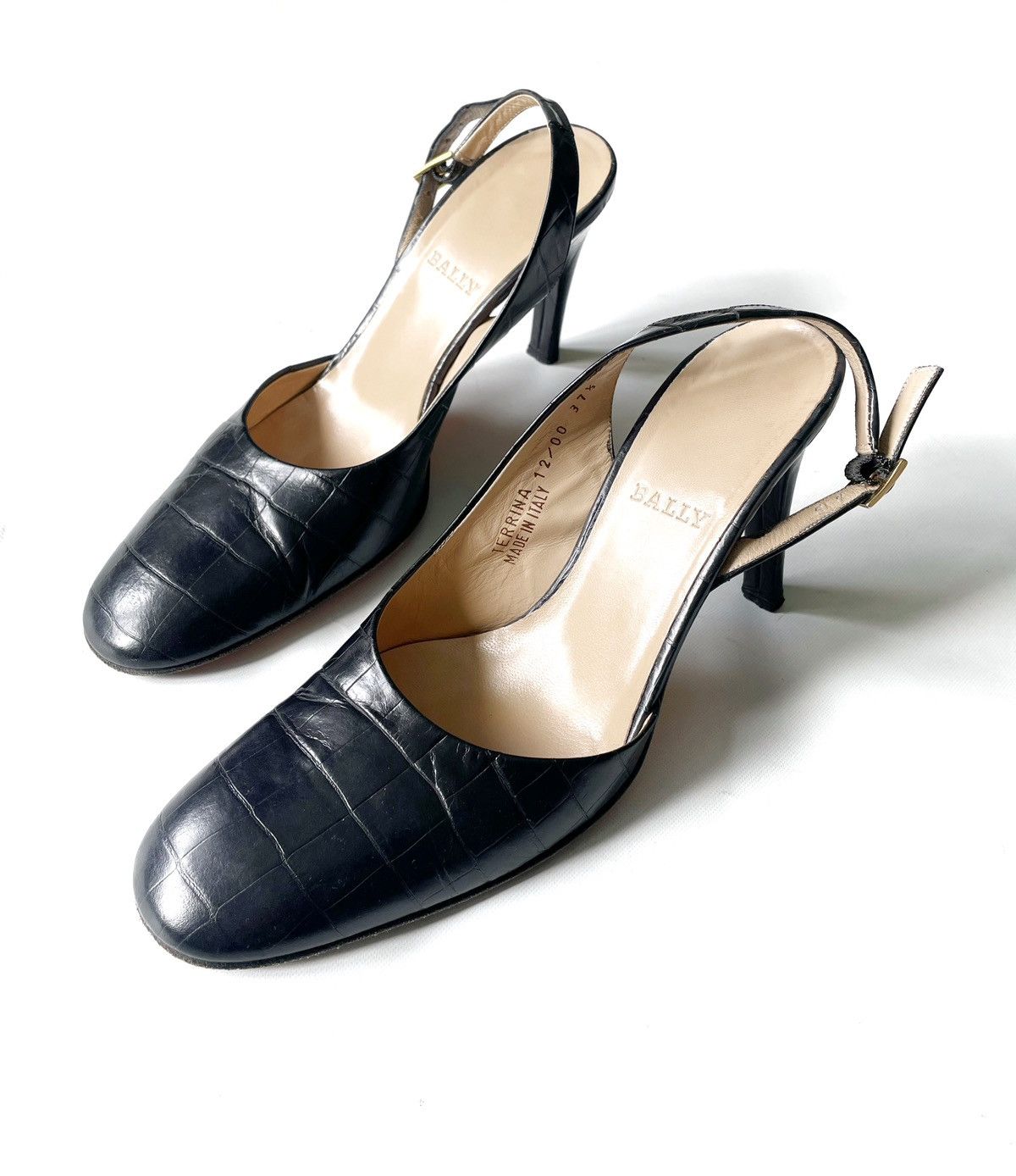 Bally Bally Terrina Women Croc Style Leather Heels Size 37.5 Italy Size US 7.5 / IT 37.5 - 1 Thumbnail