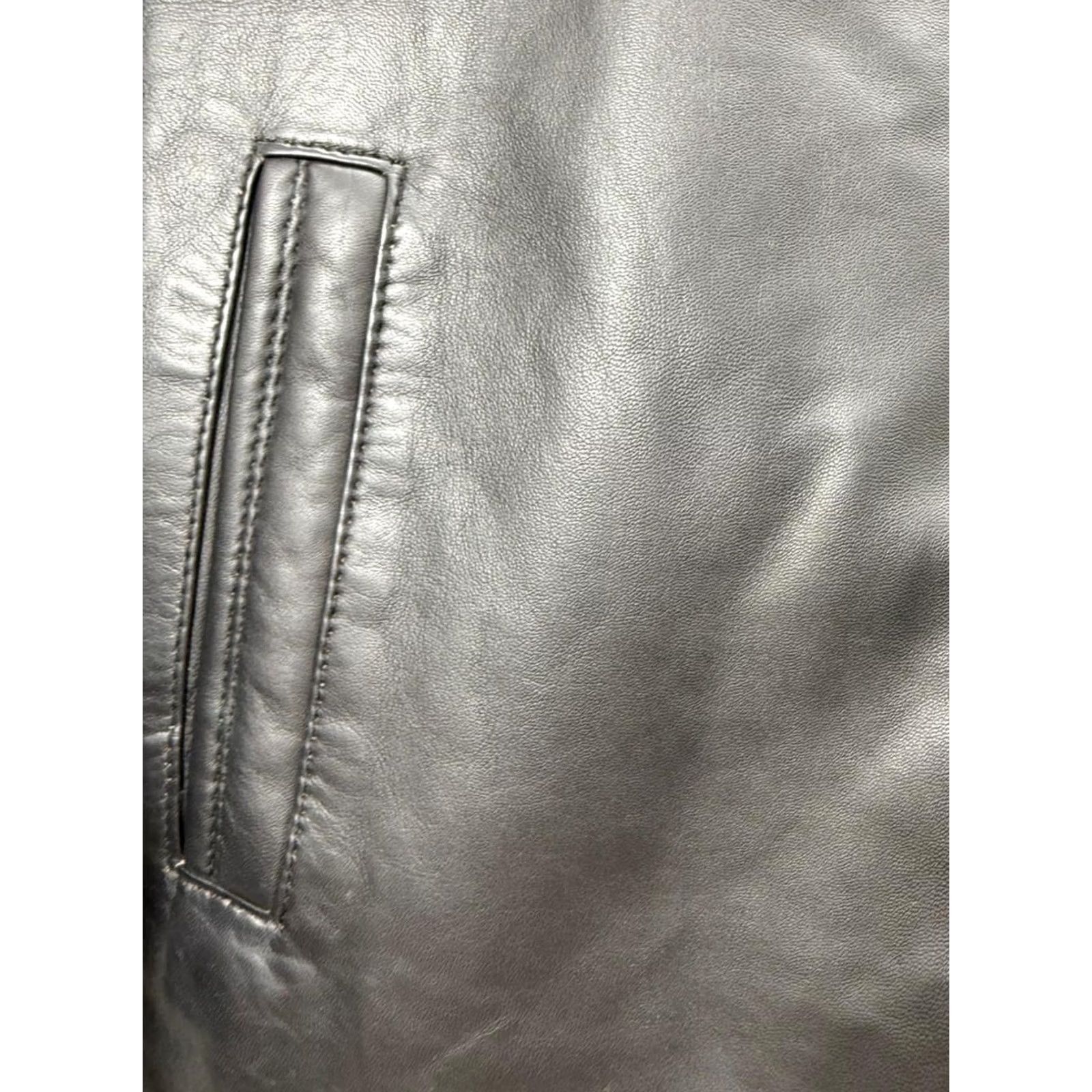 Vintage Men's Italian Leather Jacket - Sheepskin, Normal Cut, Black, Size L, Premium Soft Coat, 90s Theme, Military Style, Full Zip, Pockets, Regular Fit Size US L / EU 52-54 / 3 - 4 Thumbnail