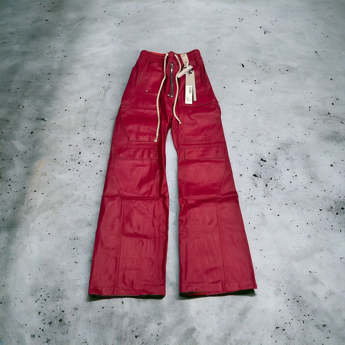 Image of Rick Owens Rick Owen’S Jumbo Cargo Belas Leather Red, Men's (Size 30)