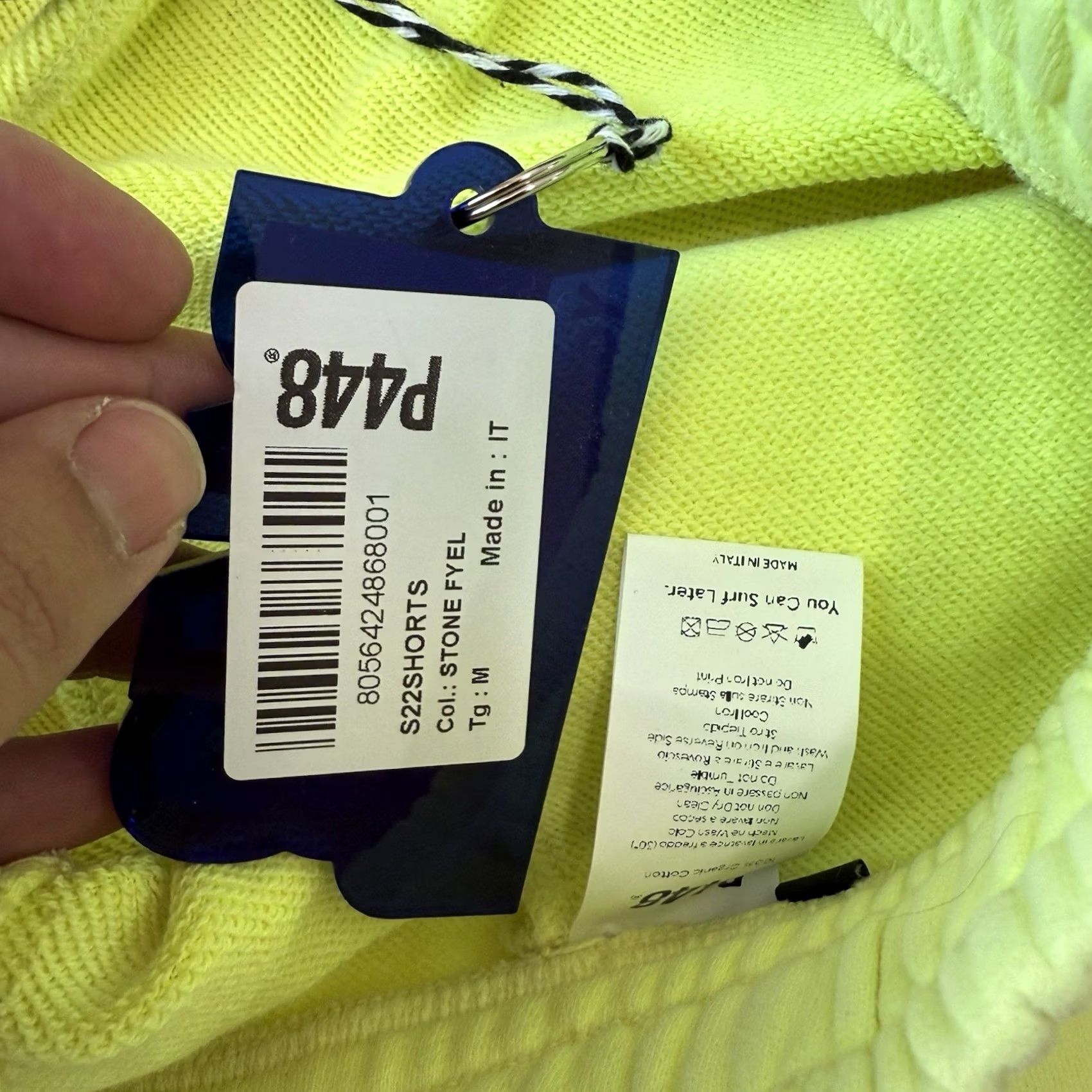 P448 P448 Shorts Medium Neon Green Fleece Summer Streetwear Italy Casual NWT Mens Regular M 28in Zip Zipper Cotton Size US 28 / EU 44 - 6 Thumbnail