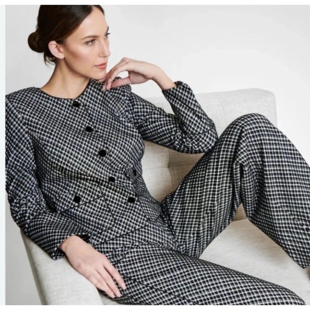 Spanx NWT Spanx Ponte Jacquard Plaid Lady Jacket Black White Size L / US 10 / IT 46 - 1 Thumbnail