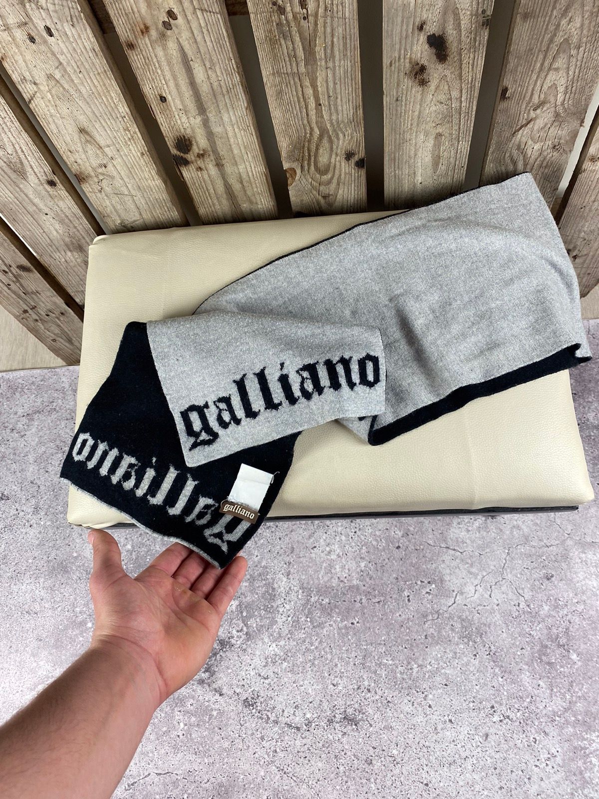 Pre-owned Galliano Classic Scarf Black Grey
