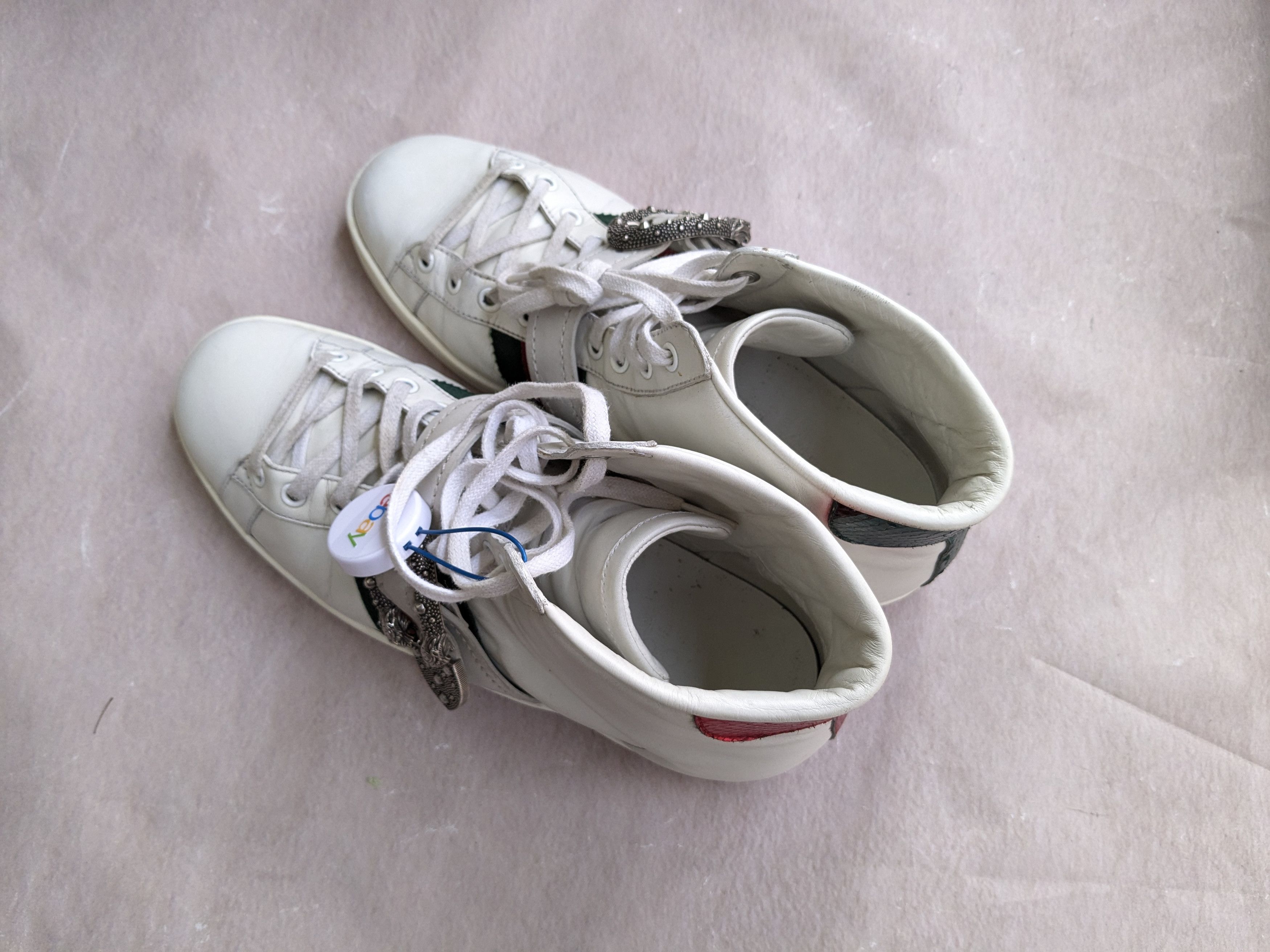 Gucci Gucci Ace Sneakers White Leather High Tops 8.5 Dionysus Size US 8.5 / EU 41-42 - 13 Thumbnail