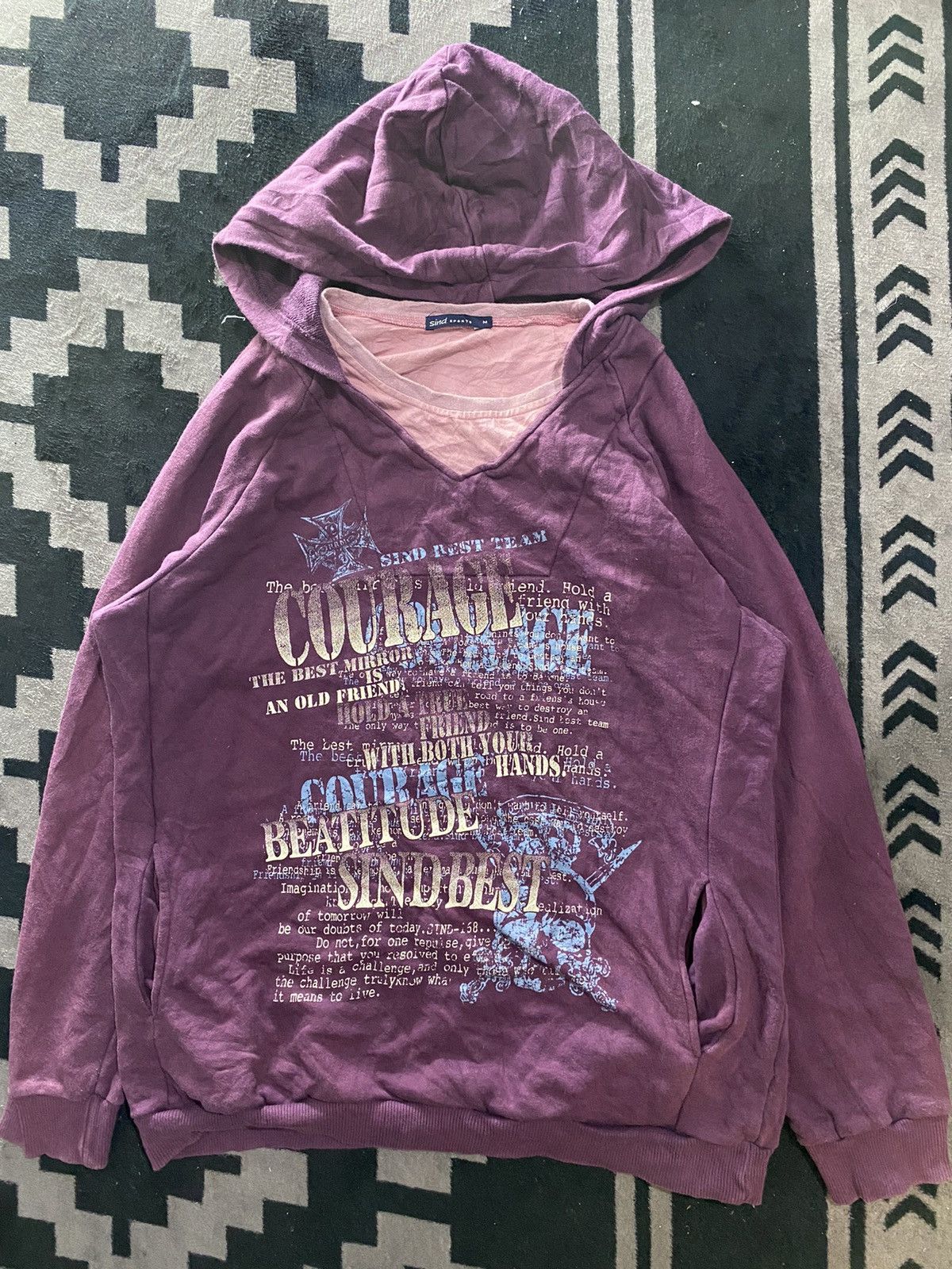 If Six Was Nine × Japanese Brand × Le Grande Bleu (L.G.B.) Japanese sind poem double layers hoodie Size US L / EU 52-54 / 3 - 1 Thumbnail