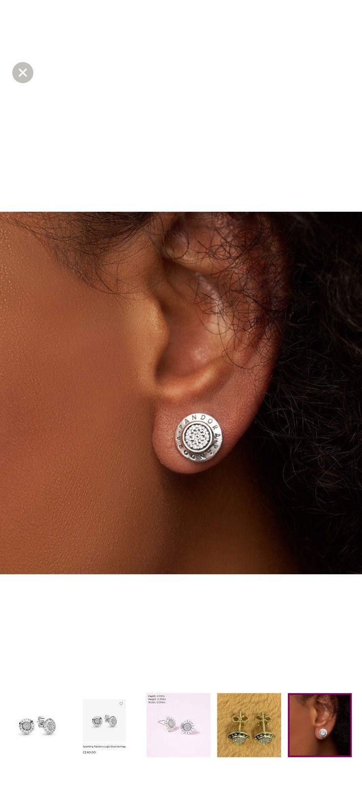 pandora Pandora Sparkling Logo Stud Earrings Size ONE SIZE - 7 Thumbnail