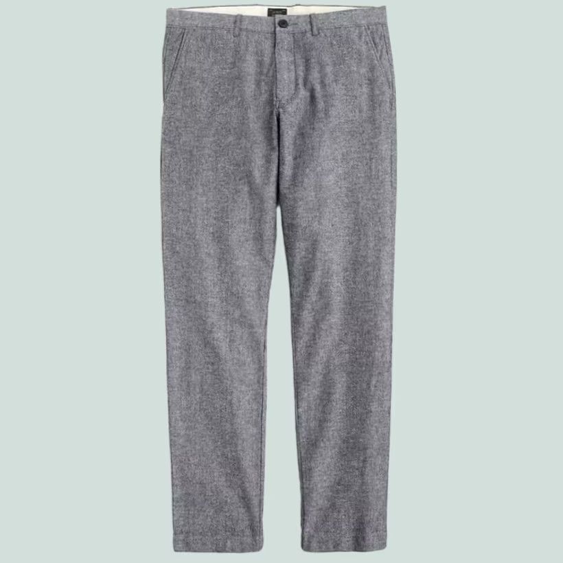 J.Crew J.Crew Pants Men’s 35 Straight Fit Gray Chambray Cotton Stretch Pockets Size US 35 - 1 Thumbnail