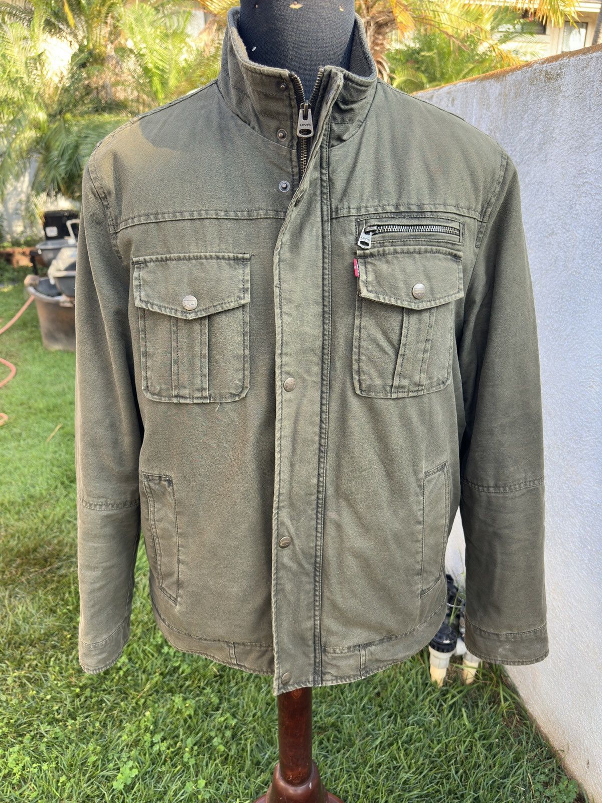 Levi's Levis Jacket Men's Large Green Military Coat Sherpa Lined Size US L / EU 52-54 / 3 - 1 Thumbnail