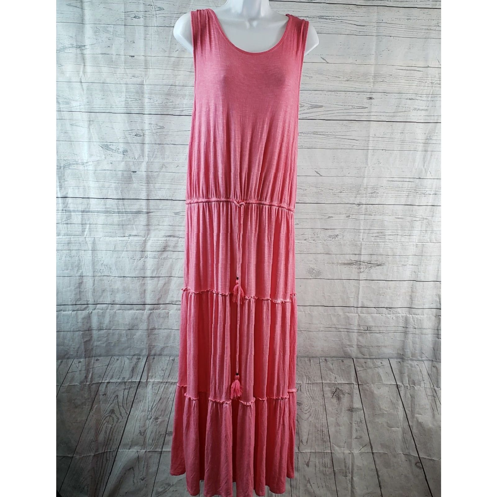 Vintage Knox Rose Womens Maxi Dress XL Pink Sleeveless Tie Waist Scoop Back Vintage No (adjust if needed) Size XL / US 12-14 / IT 48-50 - 2 Thumbnail