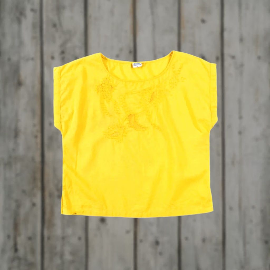 Vintage VINTAGE Boxy Yellow Paisley Beaded Top Large Retro Boho Chic Blouse Shirt Womens Size L / US 10 / IT 46 - 1 Thumbnail
