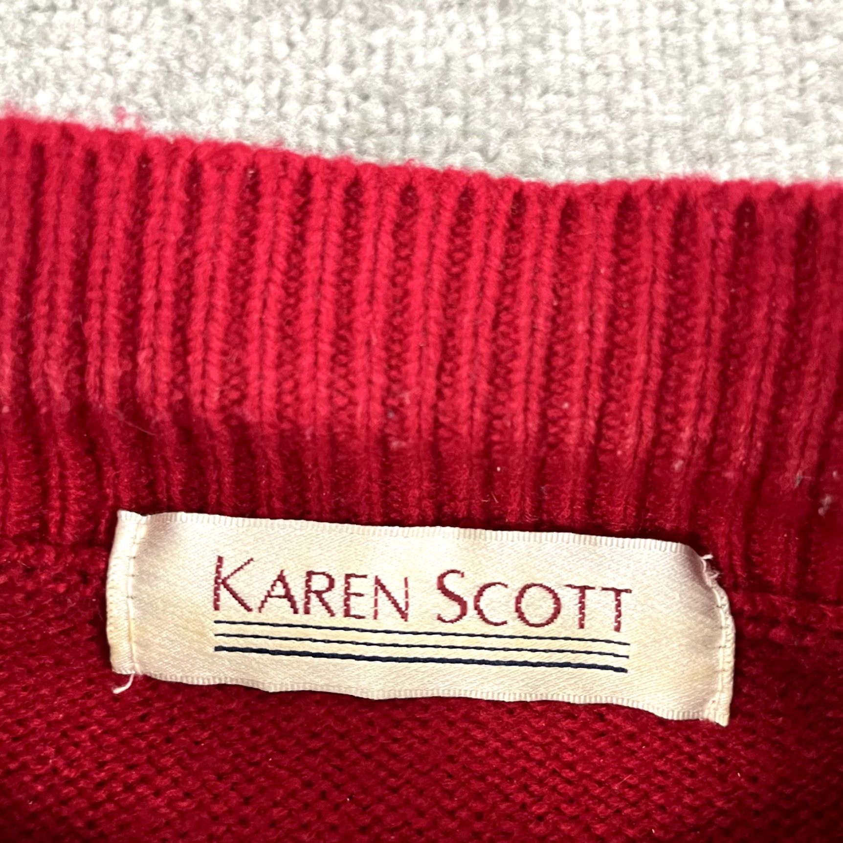 Vintage KAREN SCOTT Sweater Women Large Red Angora Blend Mock Neck Christmas Holiday Casual Workwear Knit Pullover Size L / US 10 / IT 46 - 3 Thumbnail
