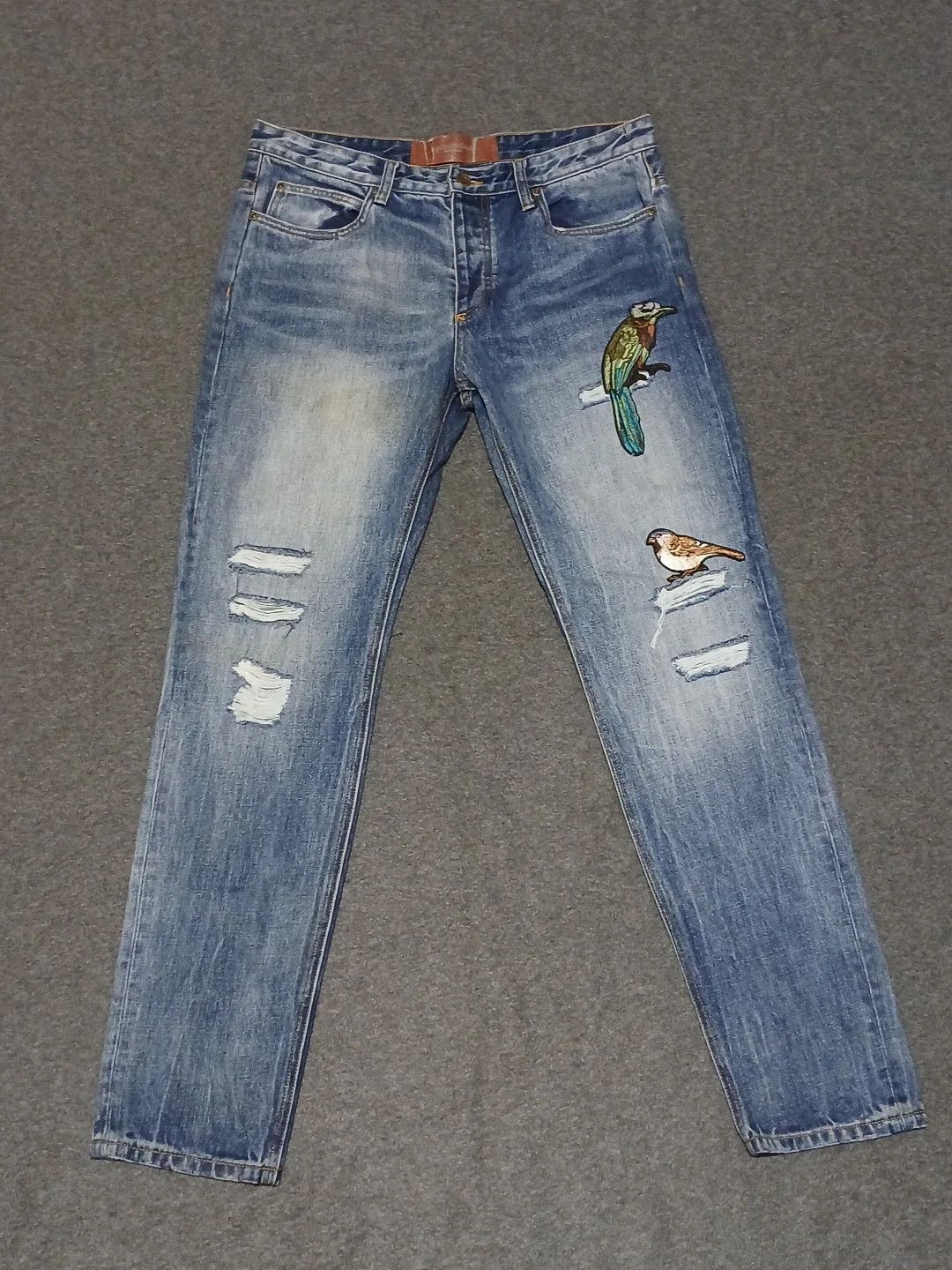 Dolce & Gabbana Embroidery Washing Blue Ripped Jeans