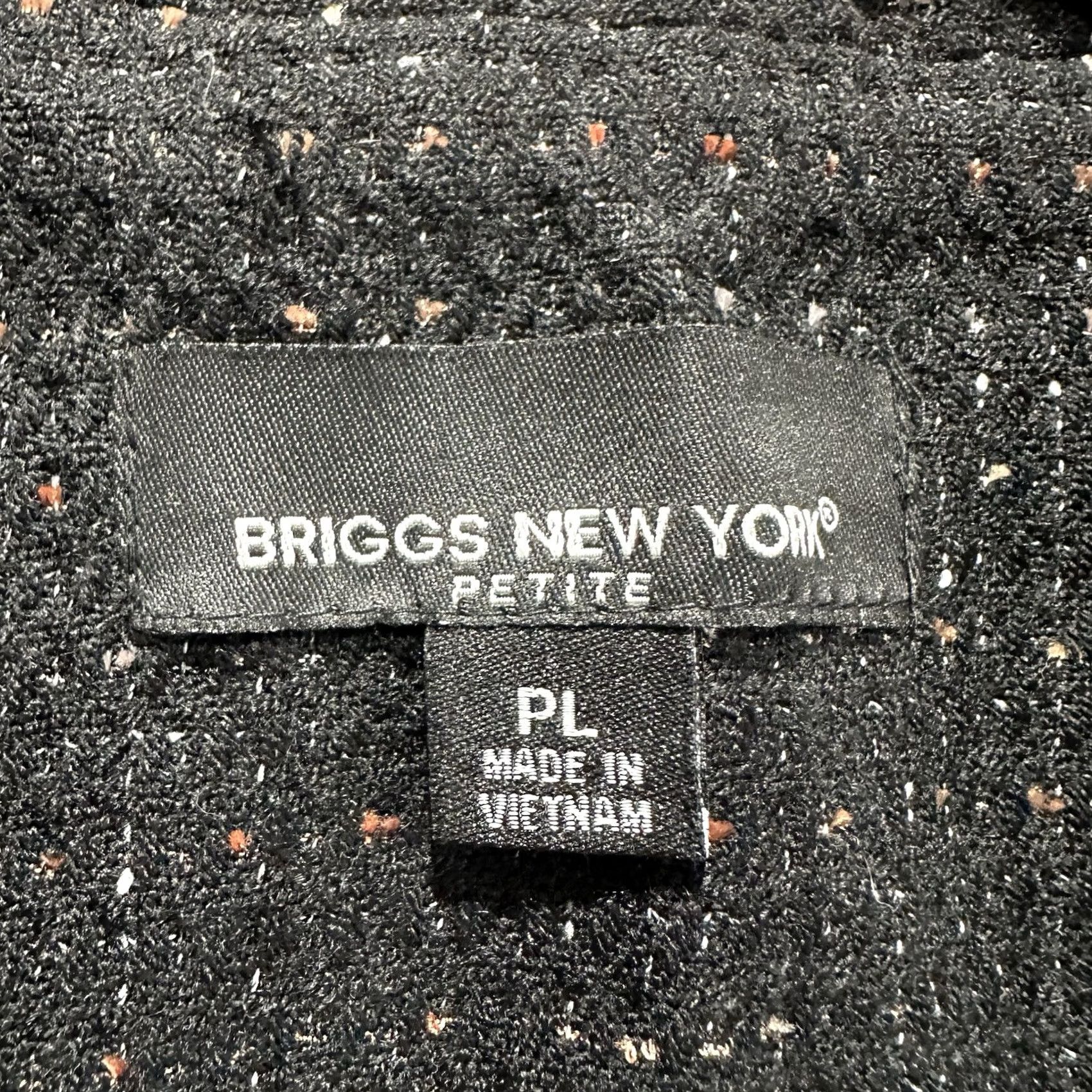 Vintage Briggs Blazer Womens Petite PL Black Solid Knit Lightweight Business Casual Career EUC Size L / US 10 / IT 46 - 5 Thumbnail