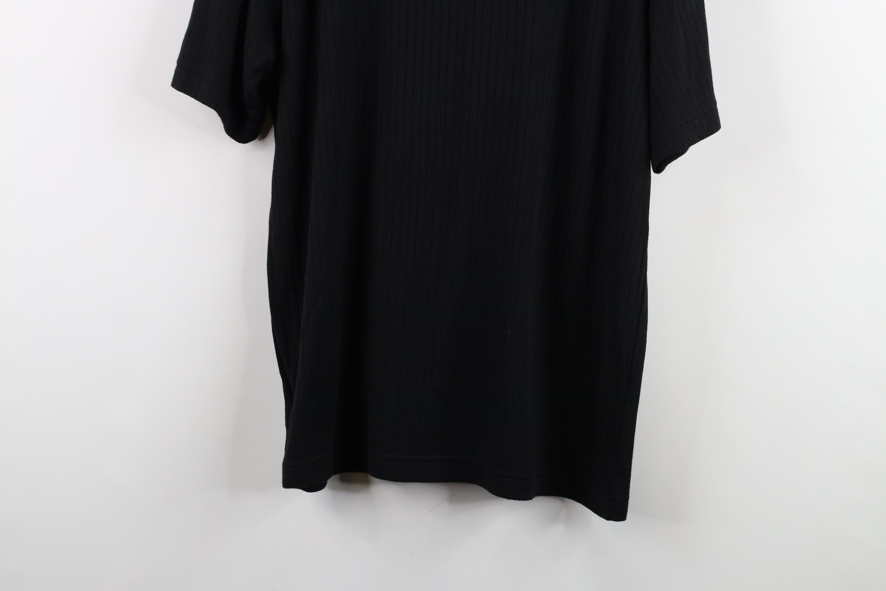 Vintage Vintage 90s Streetwear Faded Blank Ribbed Knit T-Shirt Black Size US M / EU 48-50 / 2 - 8 Thumbnail