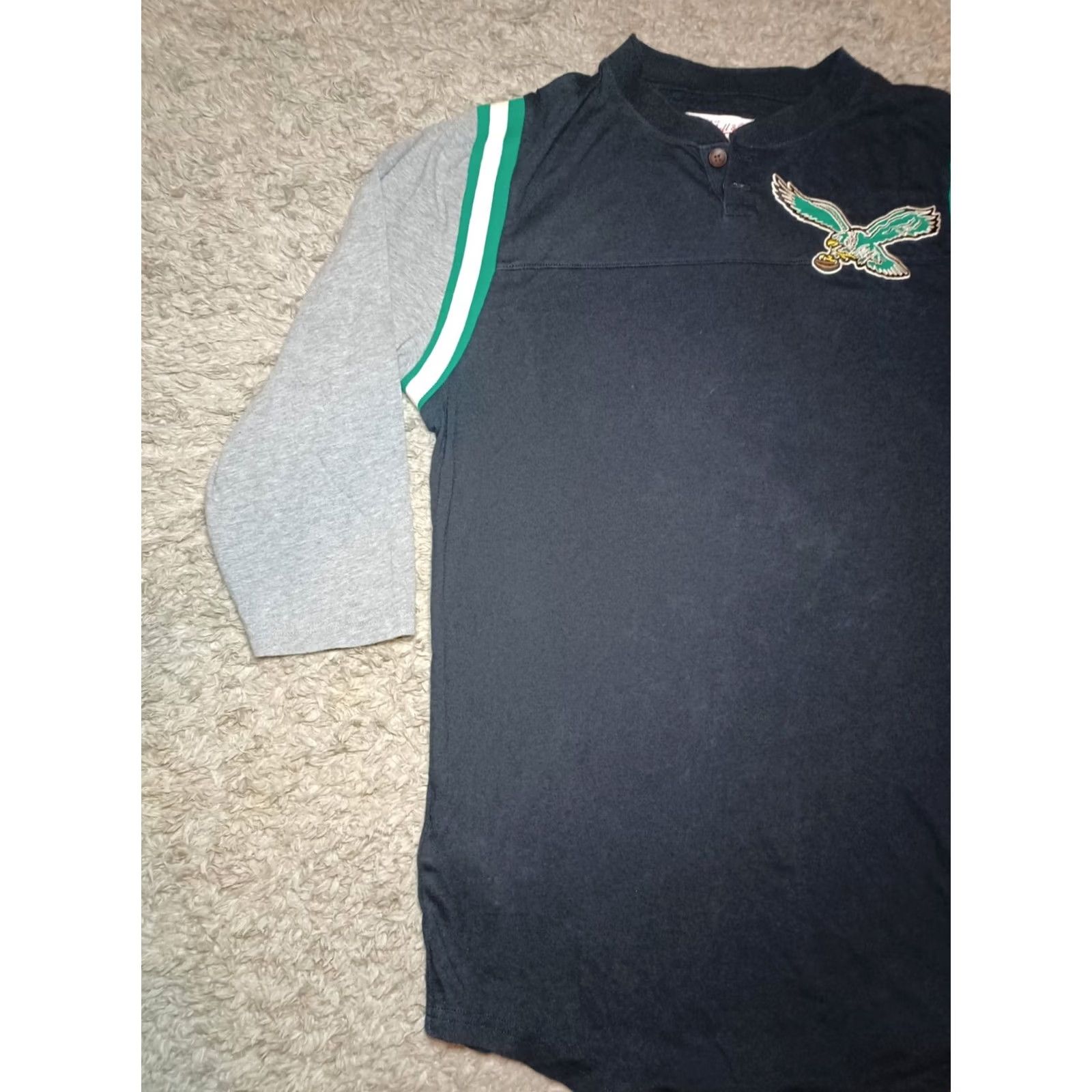 Mitchell & Ness Mitchell & Ness Shirt Mens S Black Throwback Eagles Adult Sleeve Henley Size US S / EU 44-46 / 1 - 2 Thumbnail