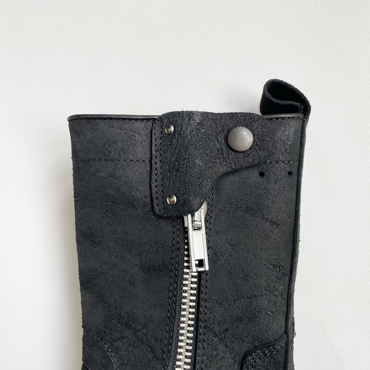 Rick Owens Black Crust Leather 'Mohawk' Combat Boots Size US 7 / IT 37 - 12 Thumbnail